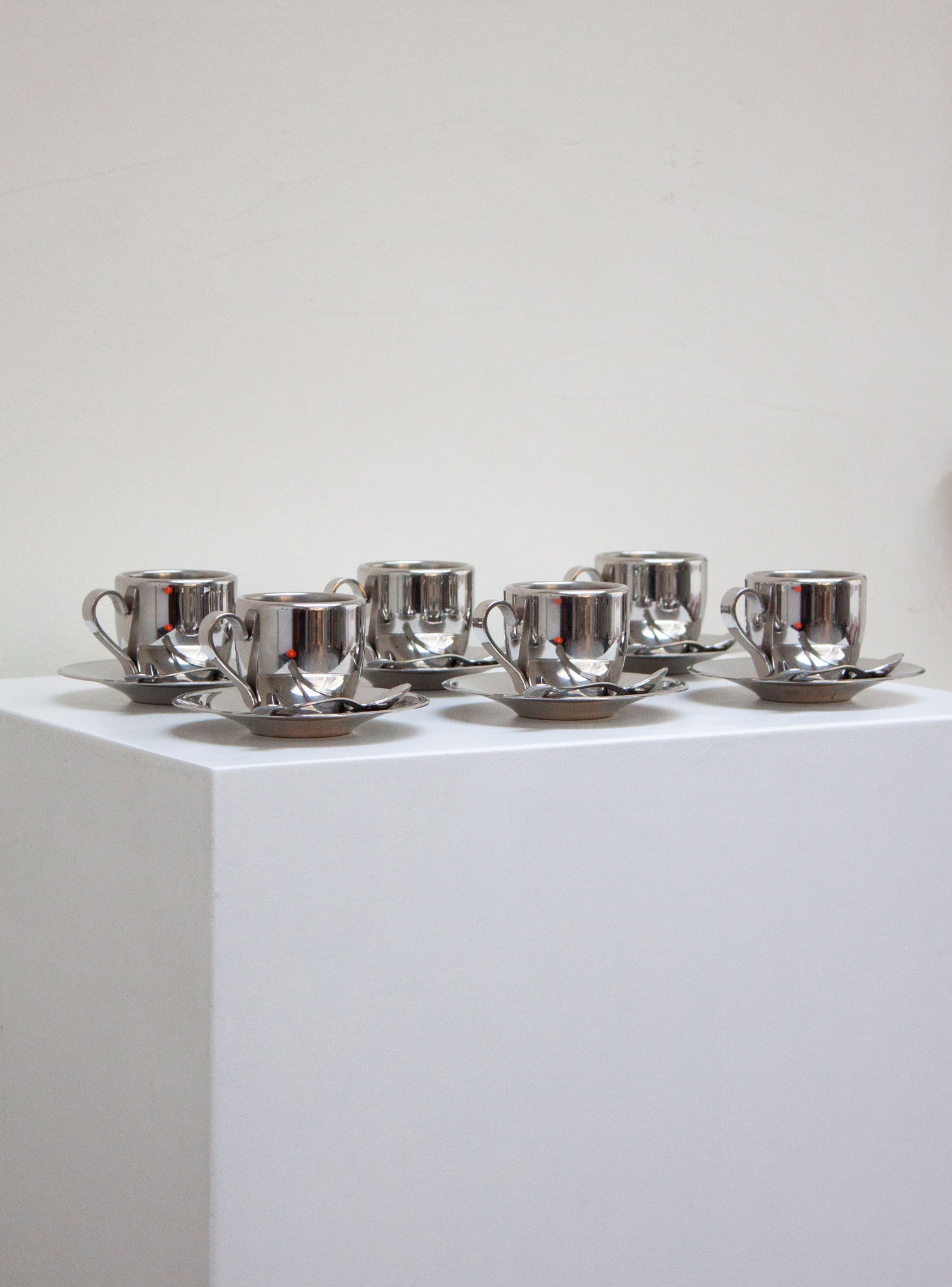 Euro Lucres Stainless Steel Espresso Cups, Saucers & Spoons