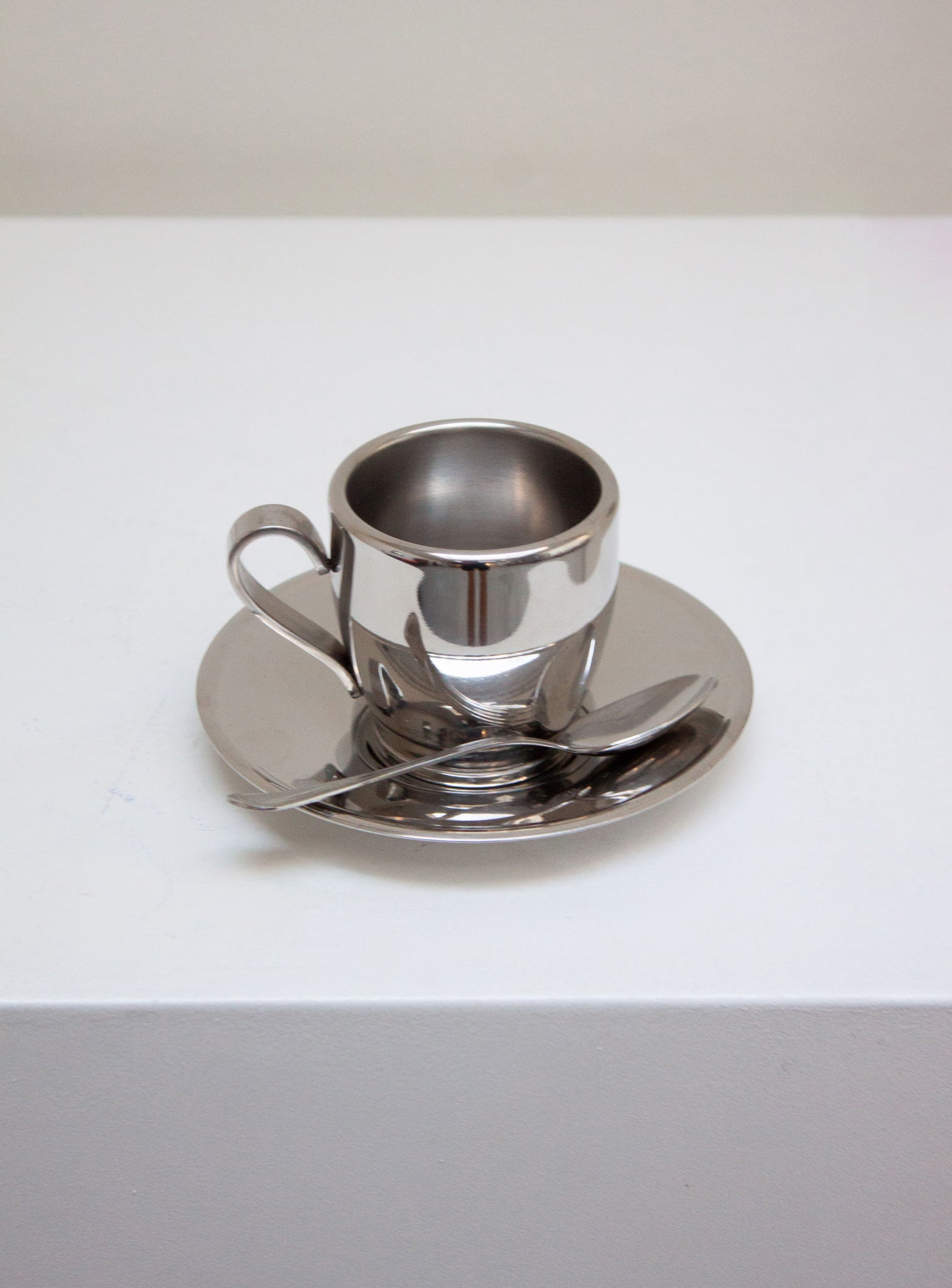 Euro Lucres Stainless Steel Espresso Cups, Saucers & Spoons