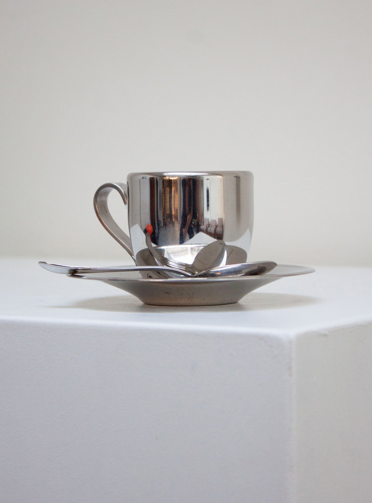 Euro Lucres Stainless Steel Espresso Cups, Saucers & Spoons