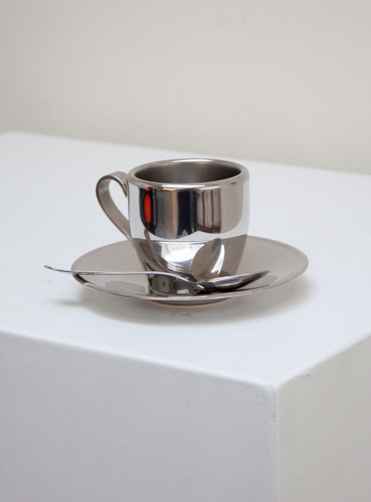Euro Lucres Stainless Steel Espresso Cups, Saucers & Spoons