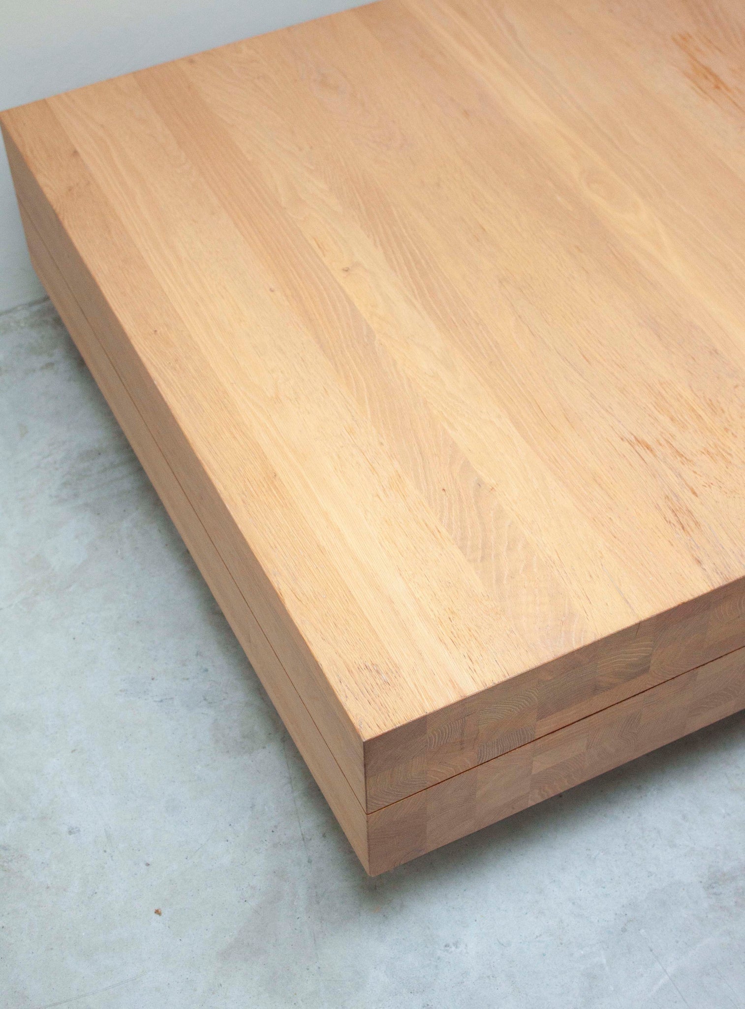 Solid Oak Coffee Table on Stainless Steel Plinth