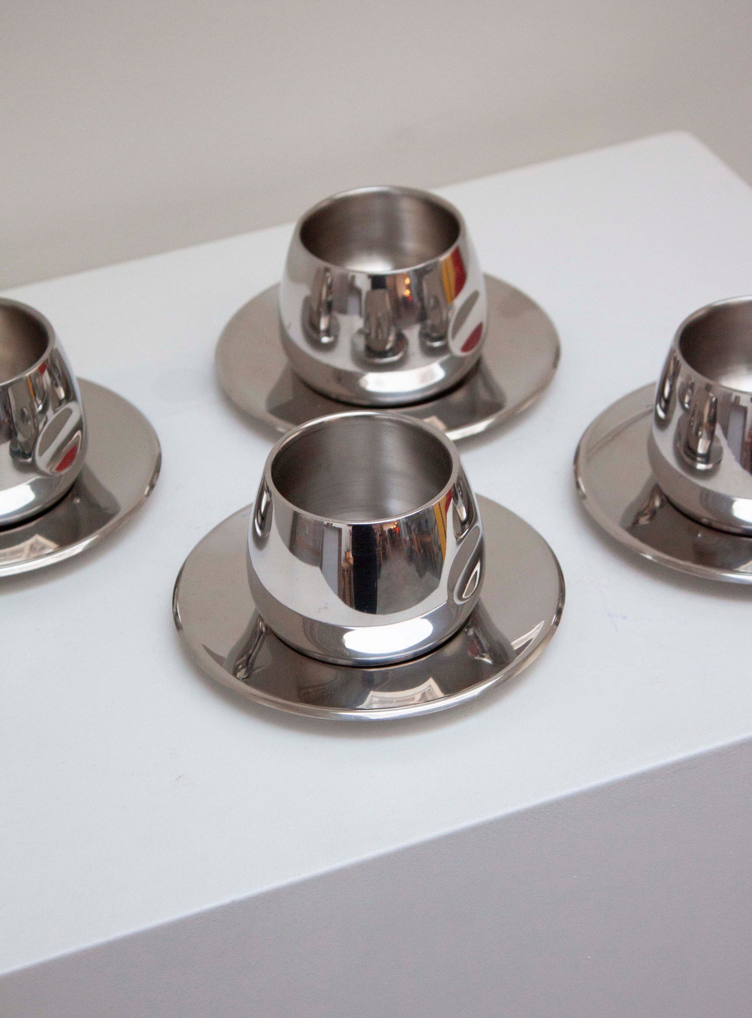 AMC Italy Stainless Steel Coffee Cups & Saucers