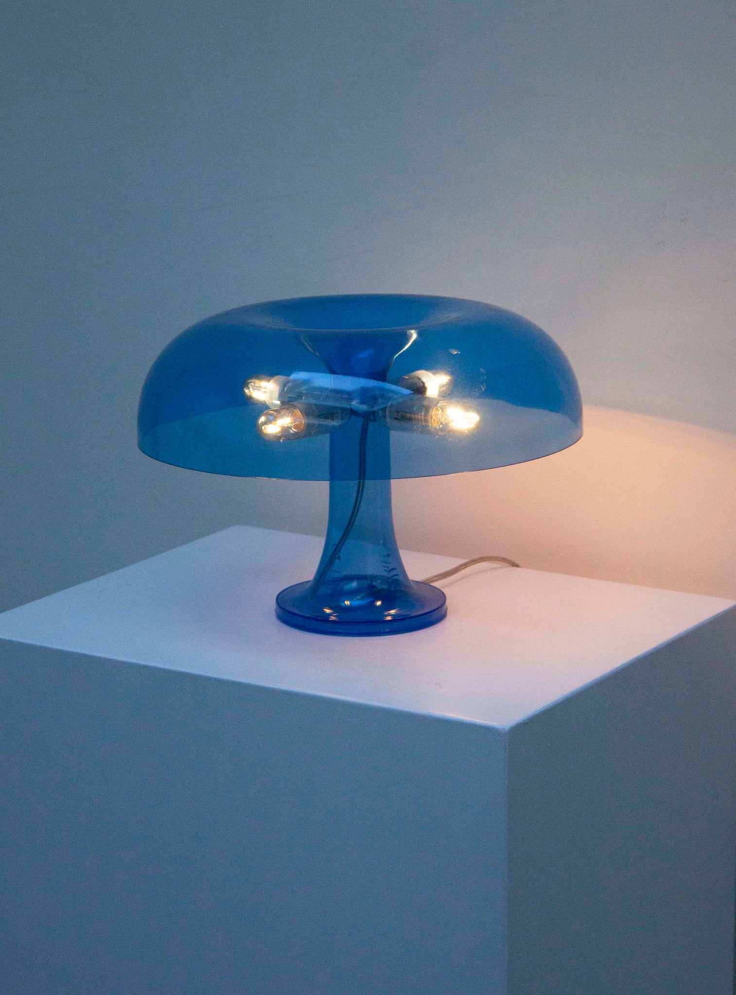 Artemide Nessino Desk Lamp by Giancarlo Mattioli (Translucent Blue)