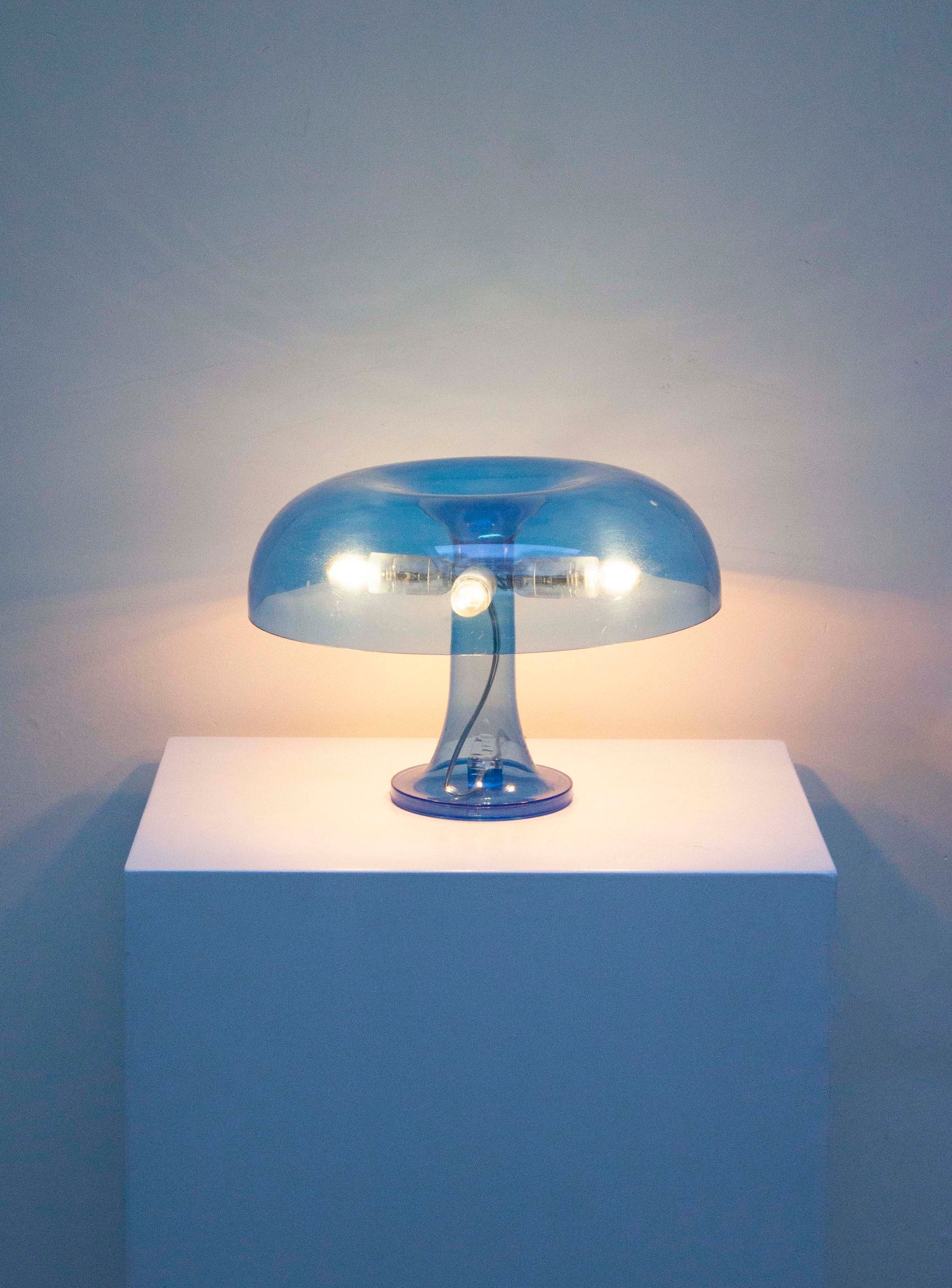 Artemide Nessino Desk Lamp by Giancarlo Mattioli (Translucent Blue)
