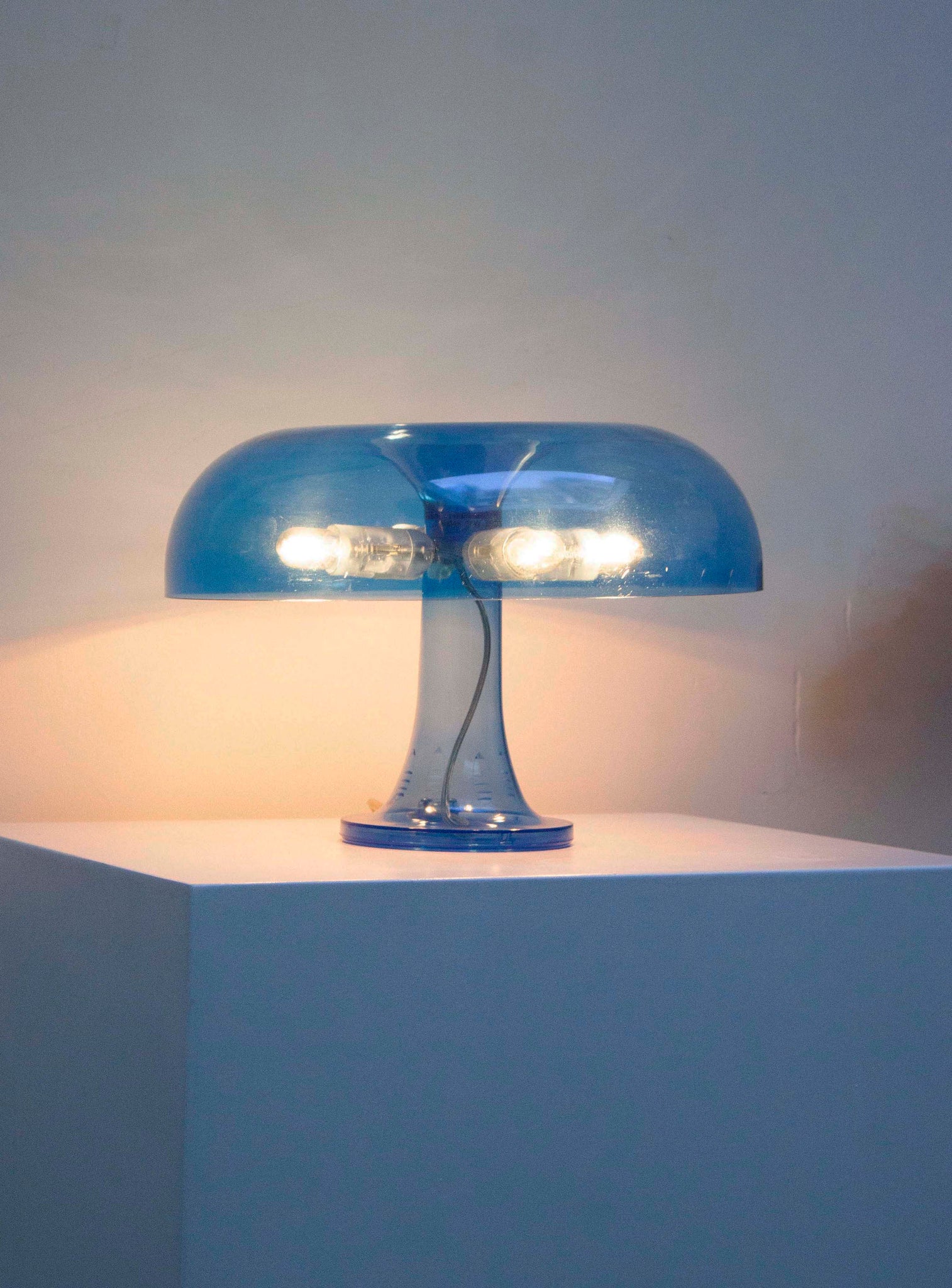 Artemide Nessino Desk Lamp by Giancarlo Mattioli (Translucent Blue)