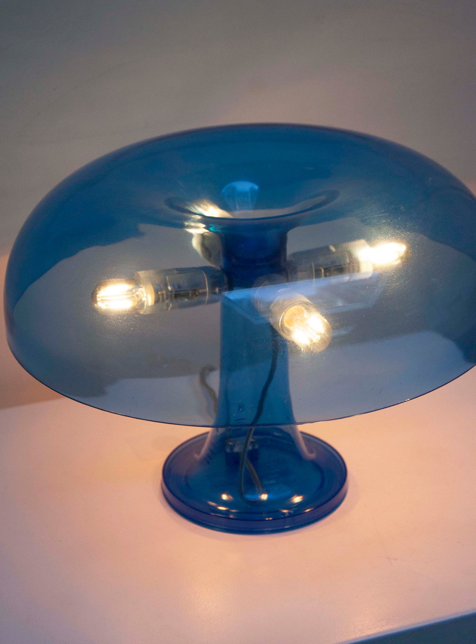Artemide Nessino Desk Lamp by Giancarlo Mattioli (Translucent Blue)