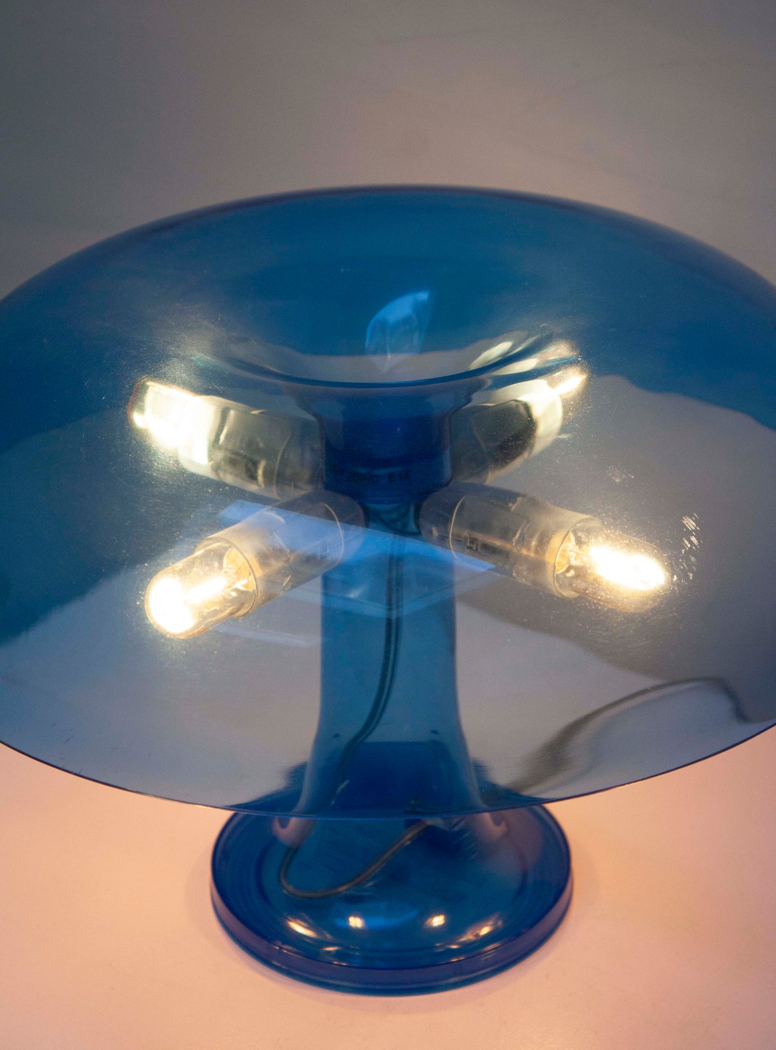 Artemide Nessino Desk Lamp by Giancarlo Mattioli (Translucent Blue)