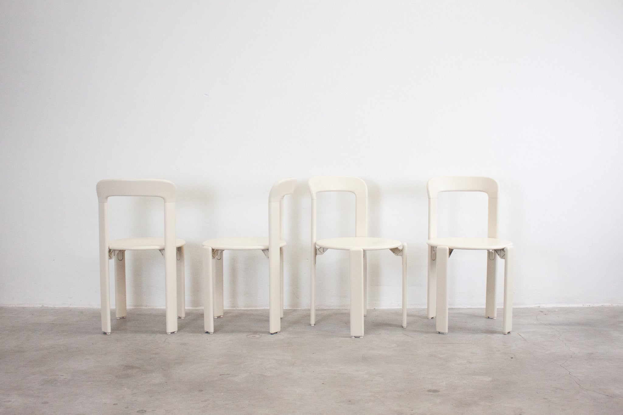 Dietiker Rey Dining Chairs by Bruno Rey (Ivory White)