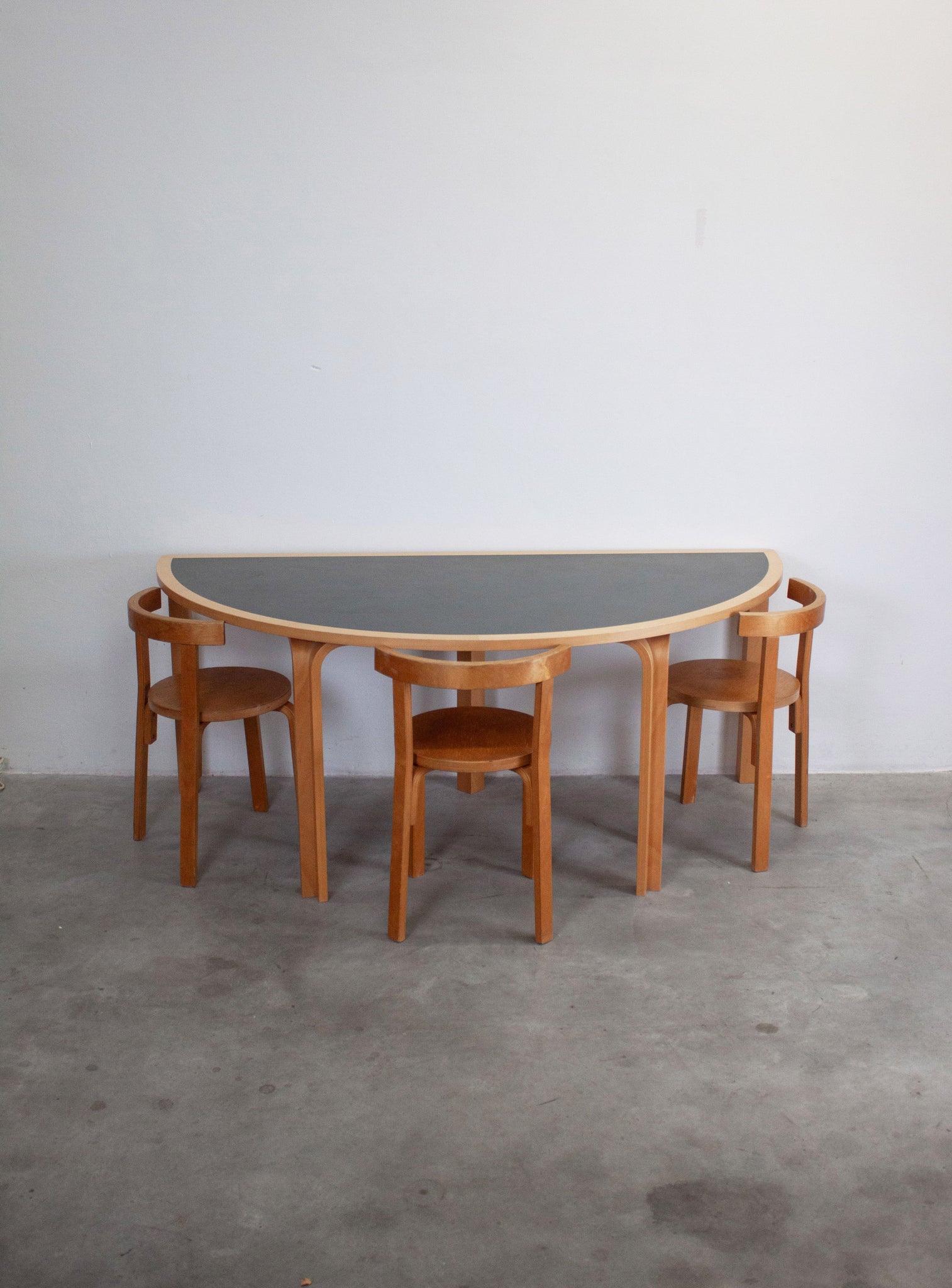 Magnus Olesen Half Round Dining Table by Rud Thygesen & Johnny Sørensen (Dark Grey)