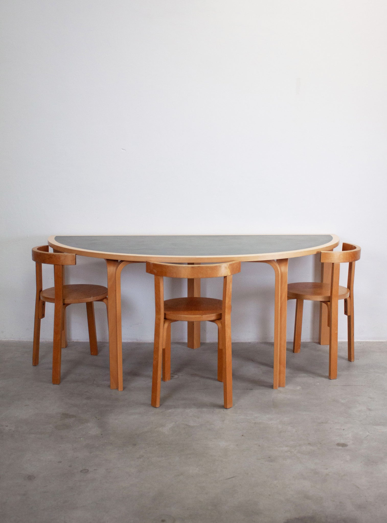 Magnus Olesen Half Round Dining Table by Rud Thygesen & Johnny Sørensen (Dark Grey)