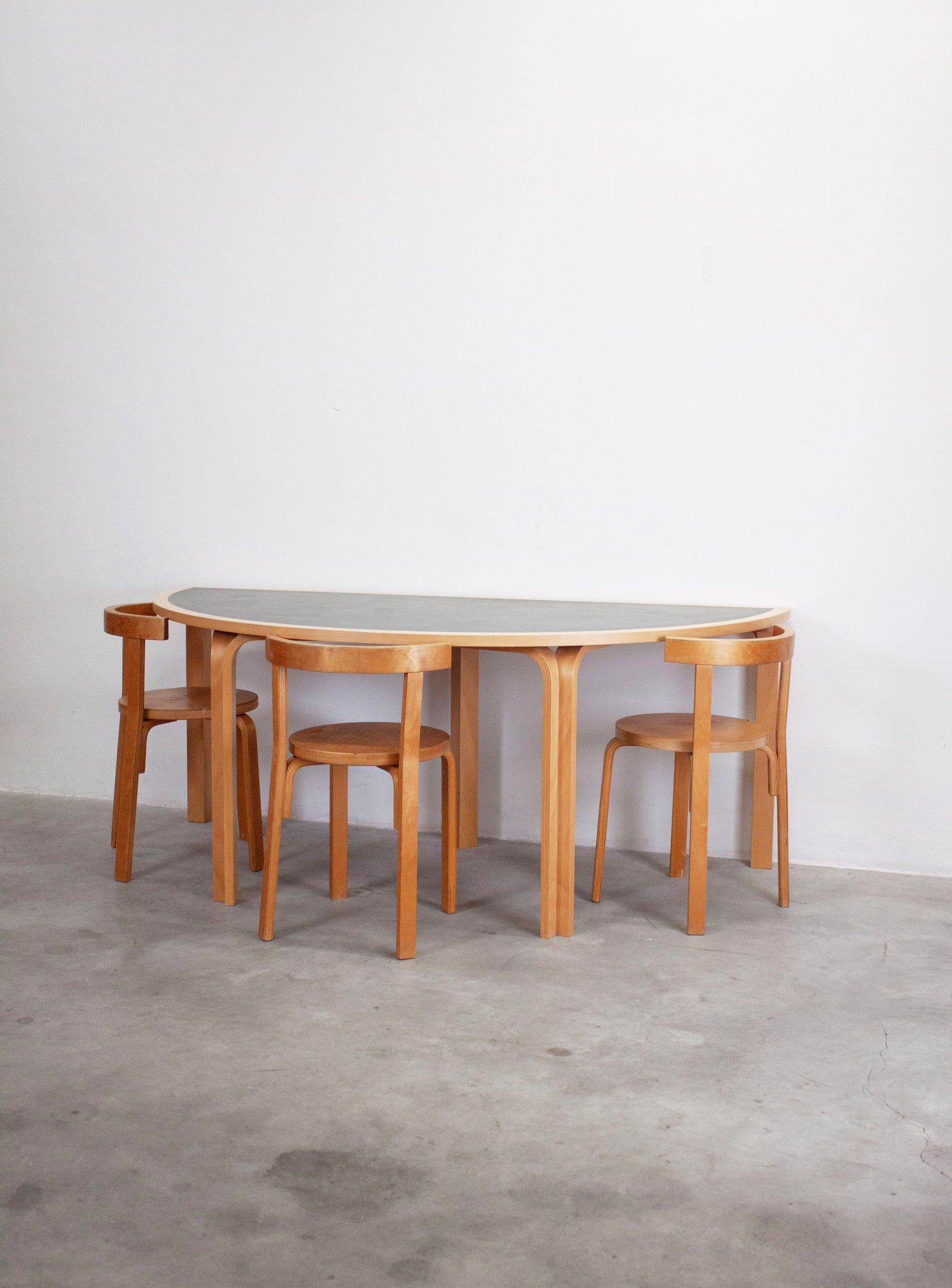 Magnus Olesen Half Round Dining Table by Rud Thygesen & Johnny Sørensen (Dark Grey)