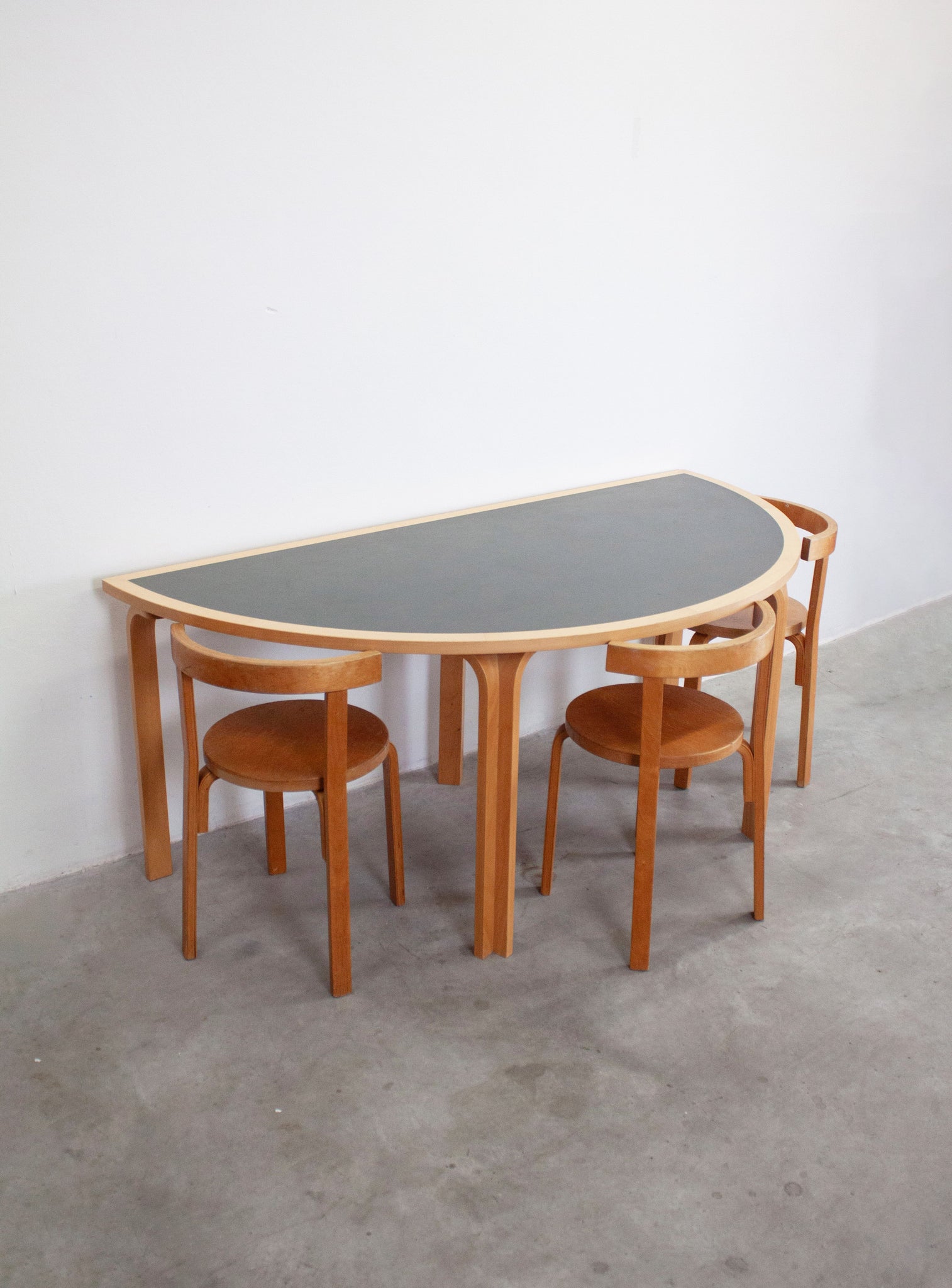 Magnus Olesen Half Round Dining Table by Rud Thygesen & Johnny Sørensen (Dark Grey)