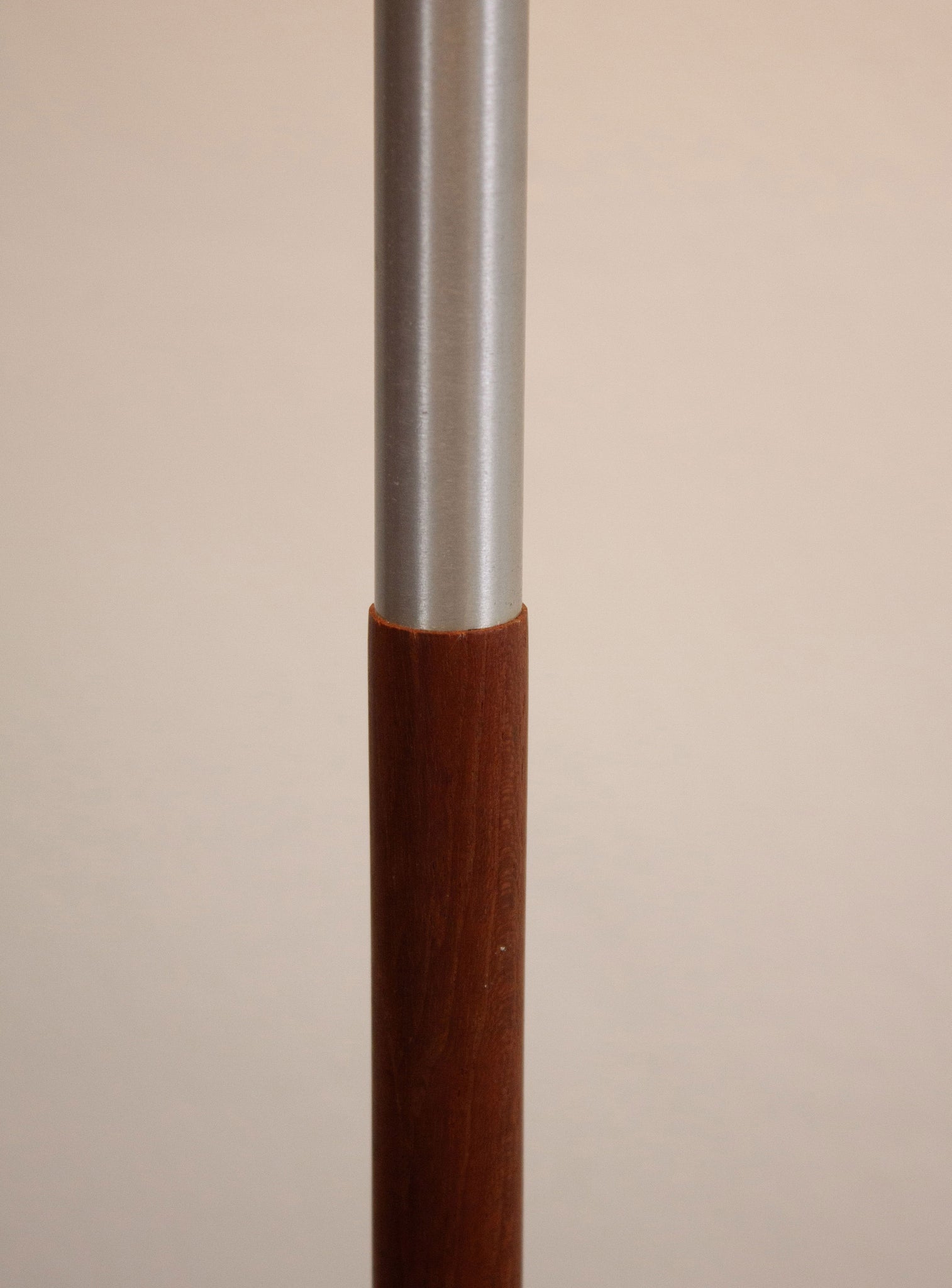 Teak & Aluminium Floor Lamp with Pleated Shade