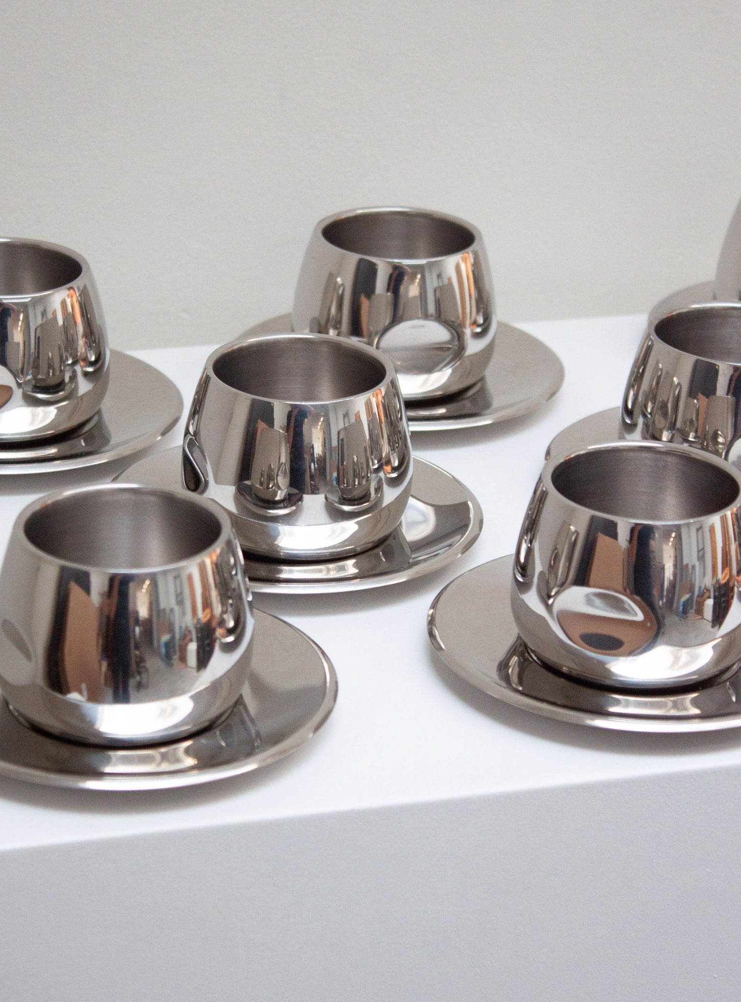 AMC Italy Stainless Steel Coffee Cups & Saucers