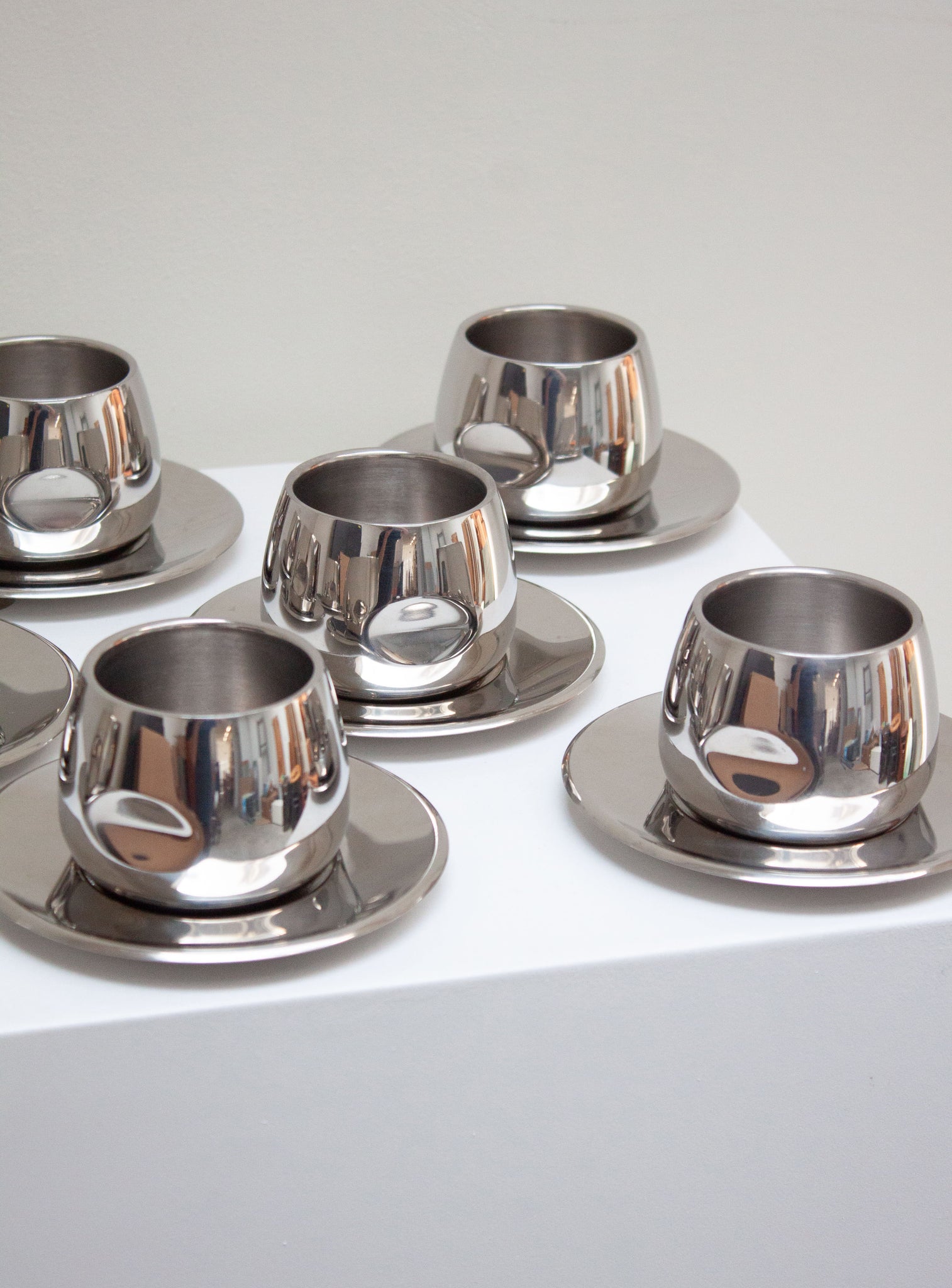AMC Italy Stainless Steel Coffee Cups & Saucers