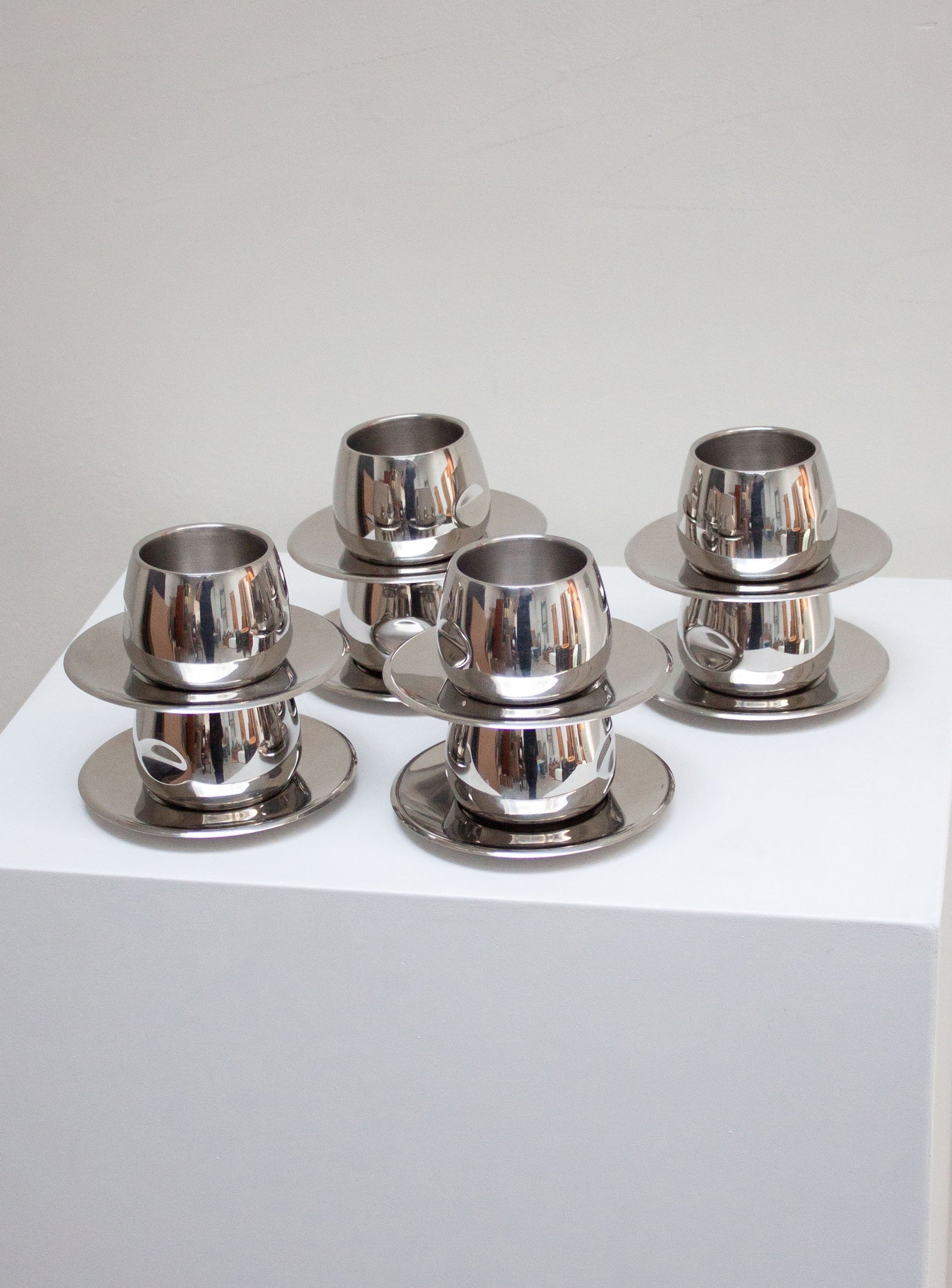 AMC Italy Stainless Steel Coffee Cups & Saucers