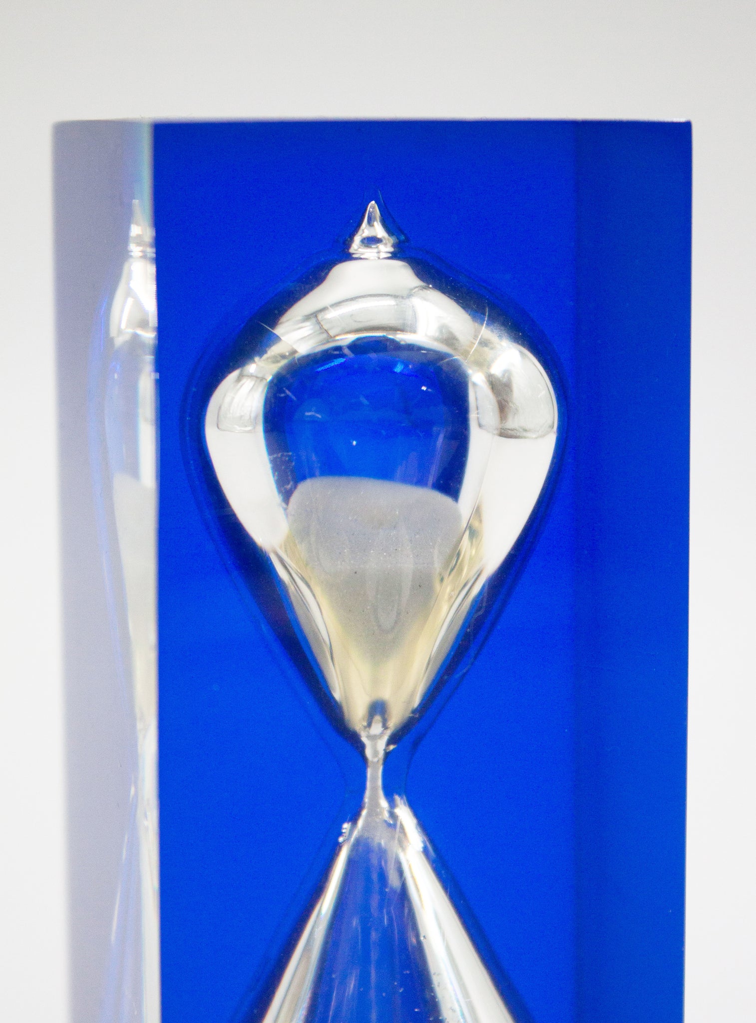 Lucite Hourglass Sculpture by Charles Hollis Jones (Blue)
