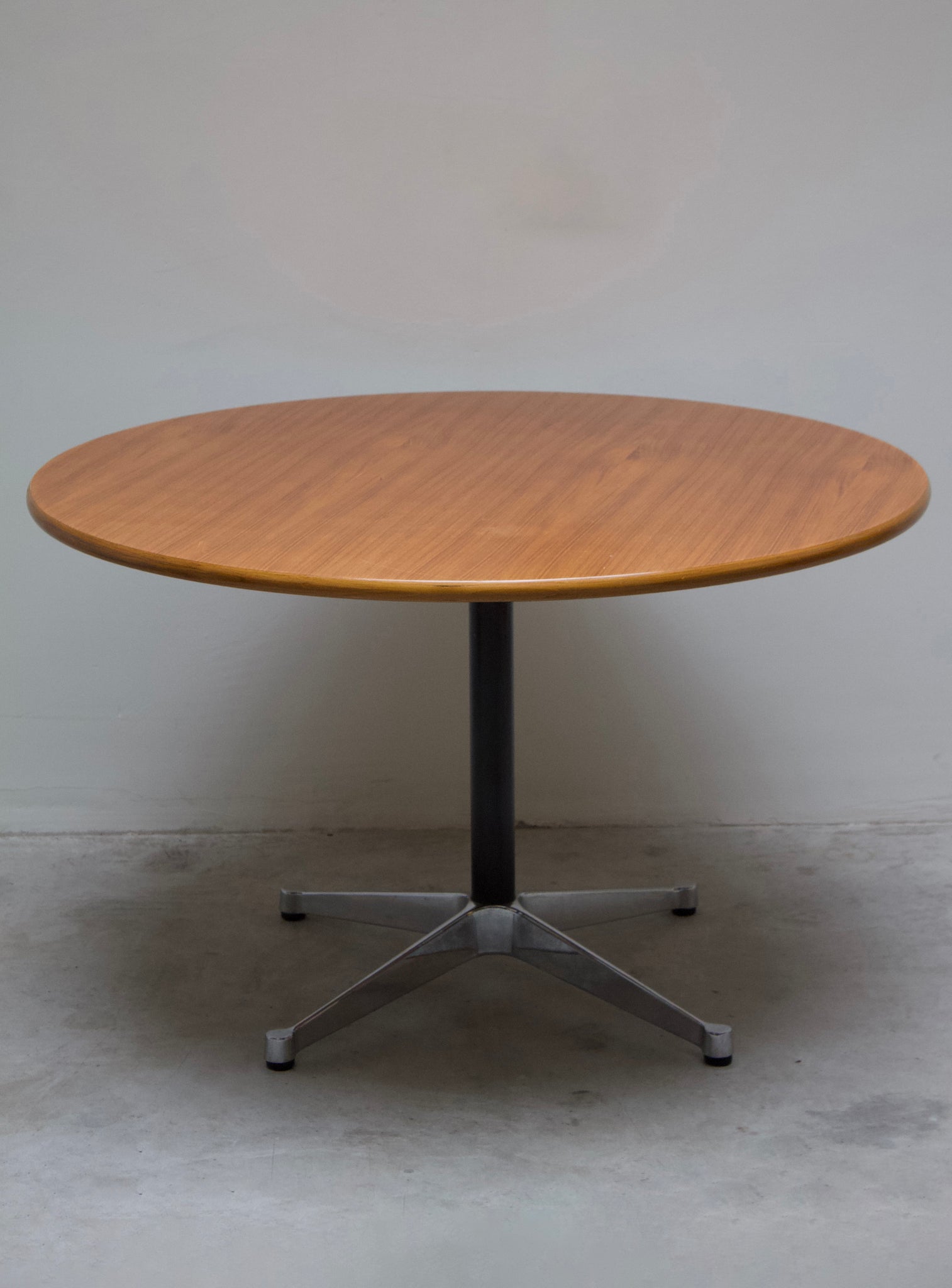Herman Miller Contract Base Round Dining Table by Charles Eames (Teak)