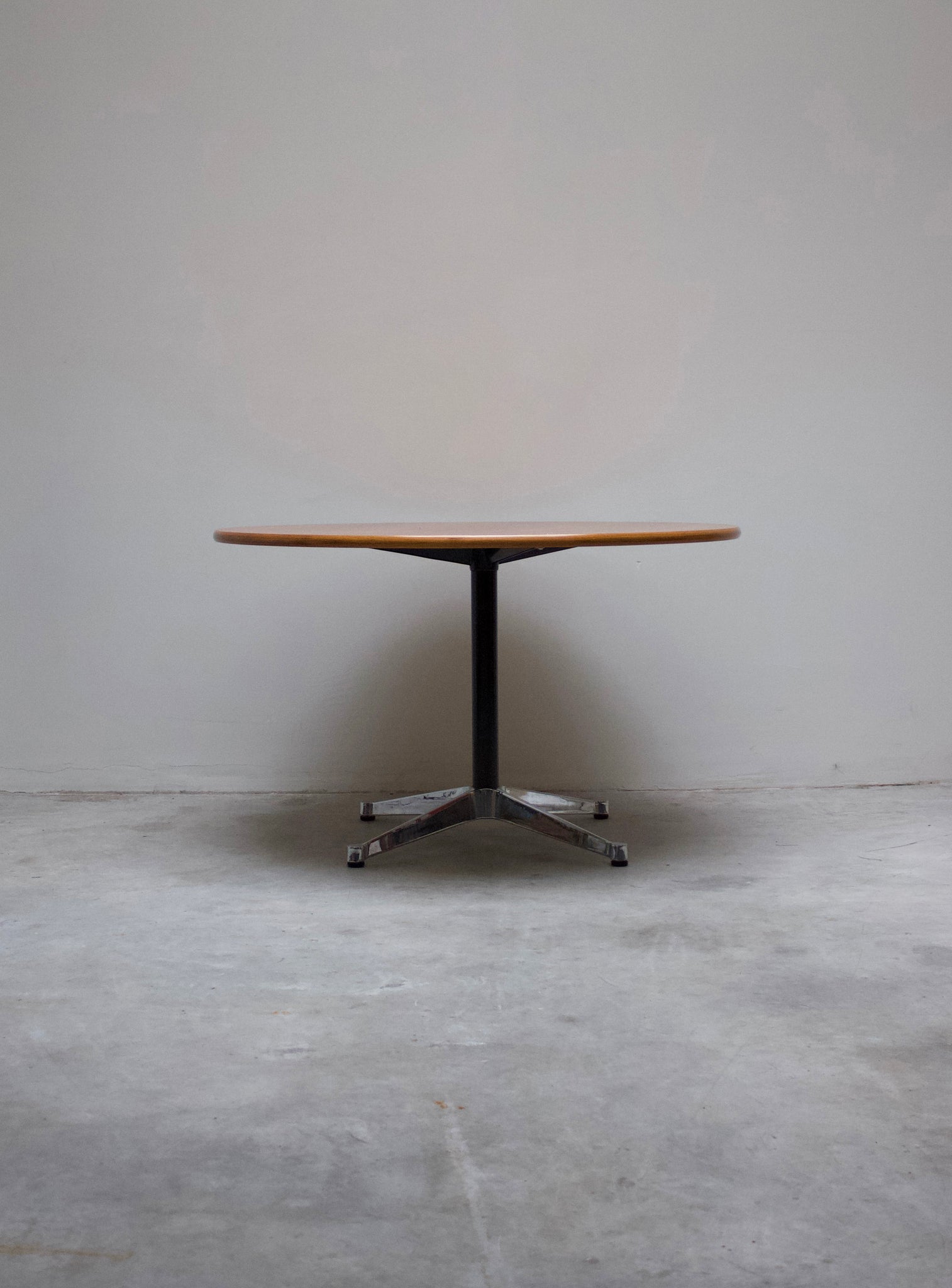 Herman Miller Contract Base Round Dining Table by Charles Eames (Teak)
