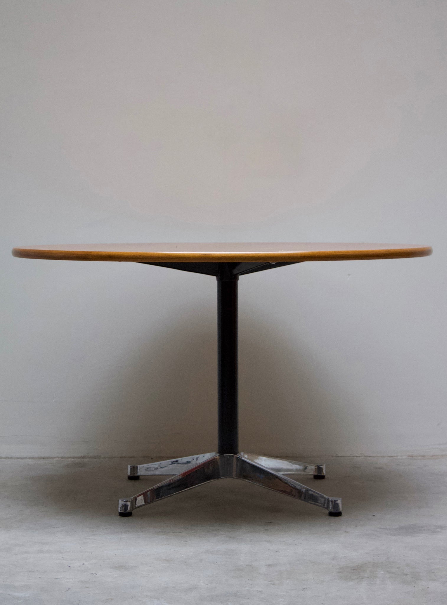 Herman Miller Contract Base Round Dining Table by Charles Eames (Teak)