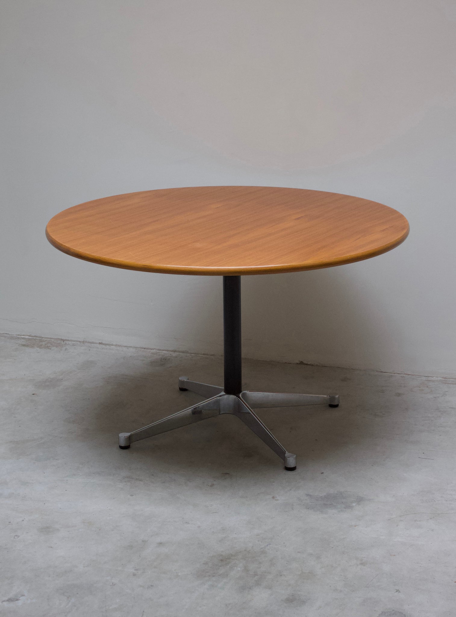 Herman Miller Contract Base Round Dining Table by Charles Eames (Teak)