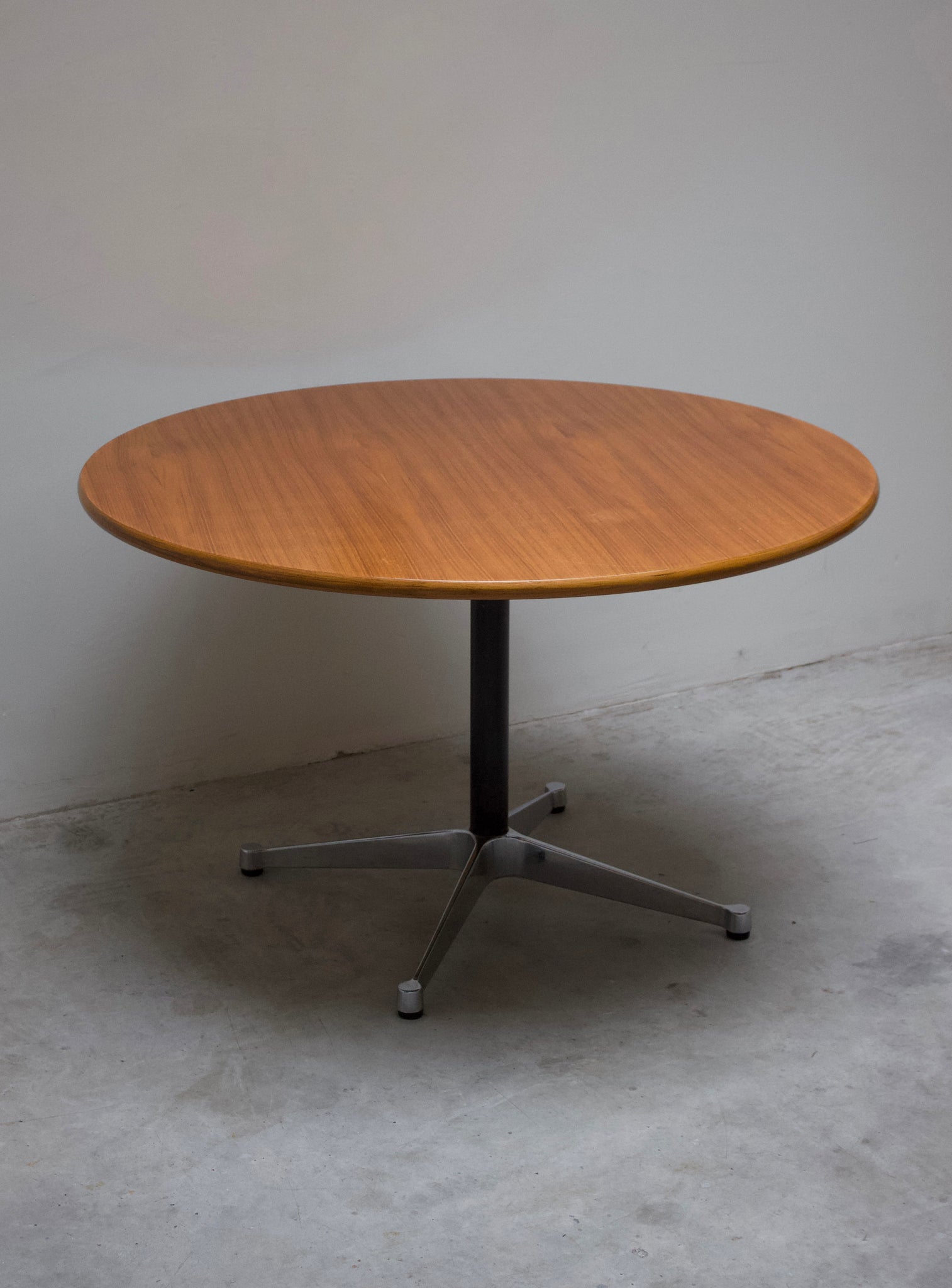 Herman Miller Contract Base Round Dining Table by Charles Eames (Teak)
