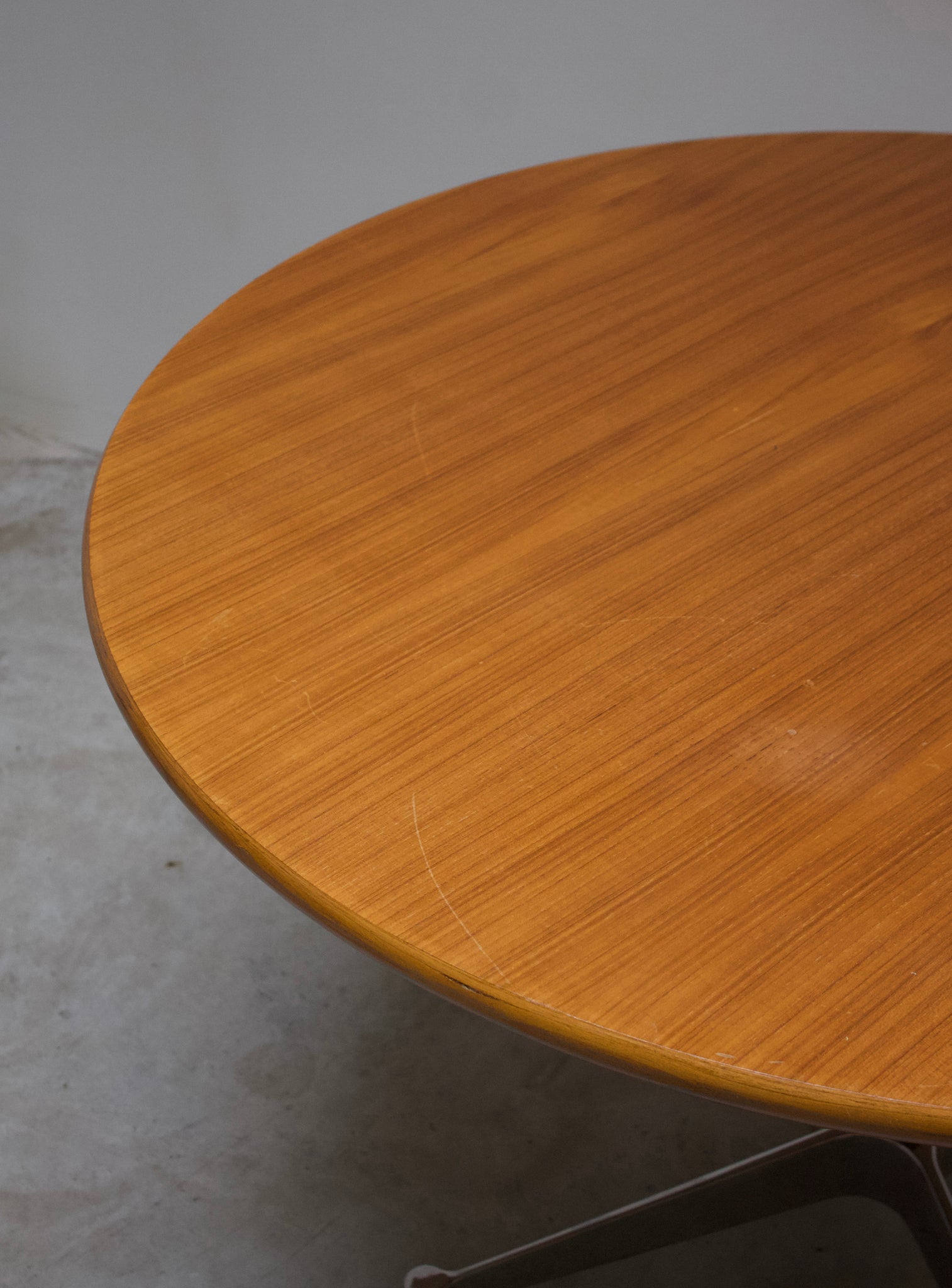 Herman Miller Contract Base Round Dining Table by Charles Eames (Teak)
