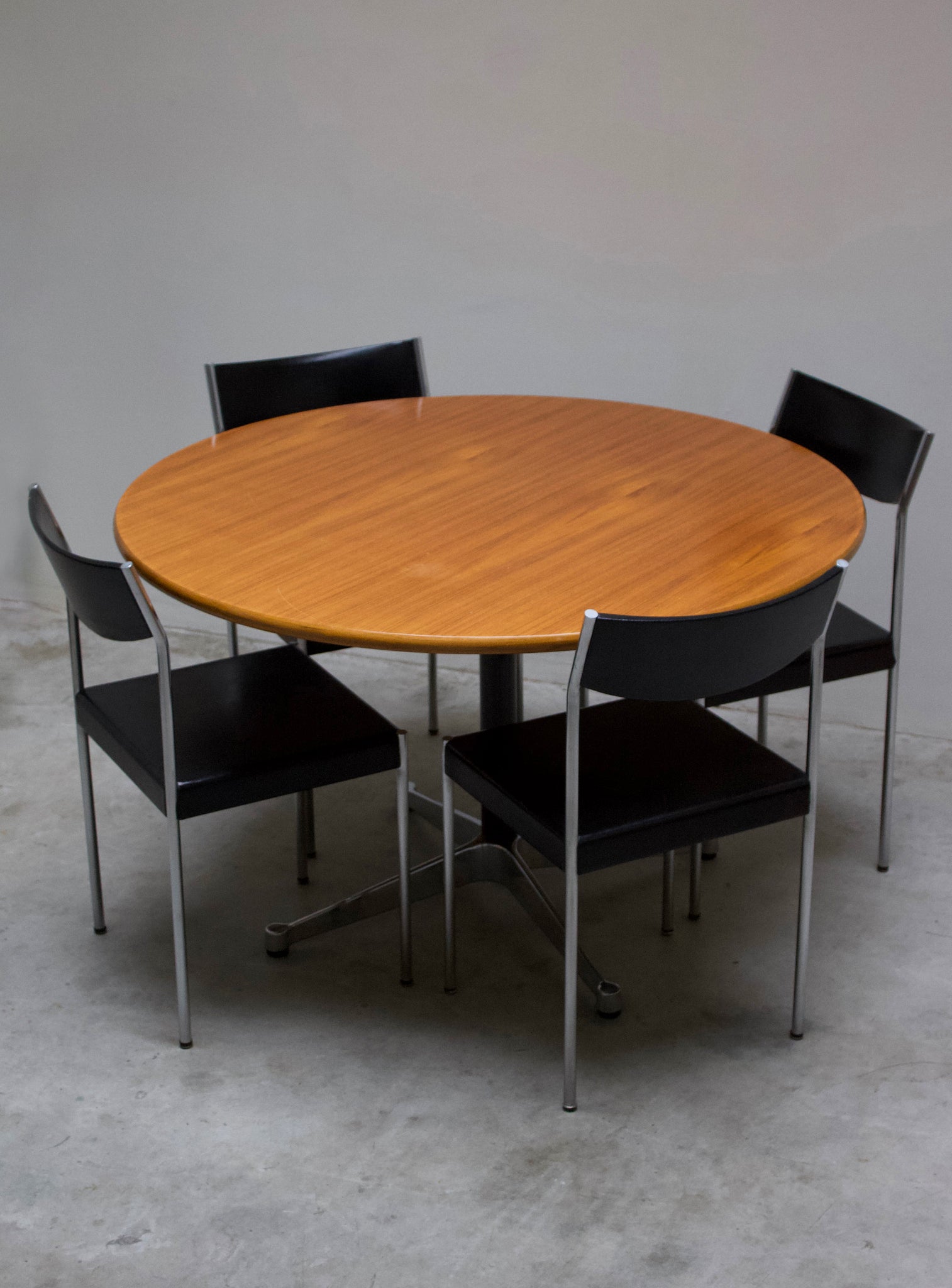 Herman Miller Contract Base Round Dining Table by Charles Eames (Teak)