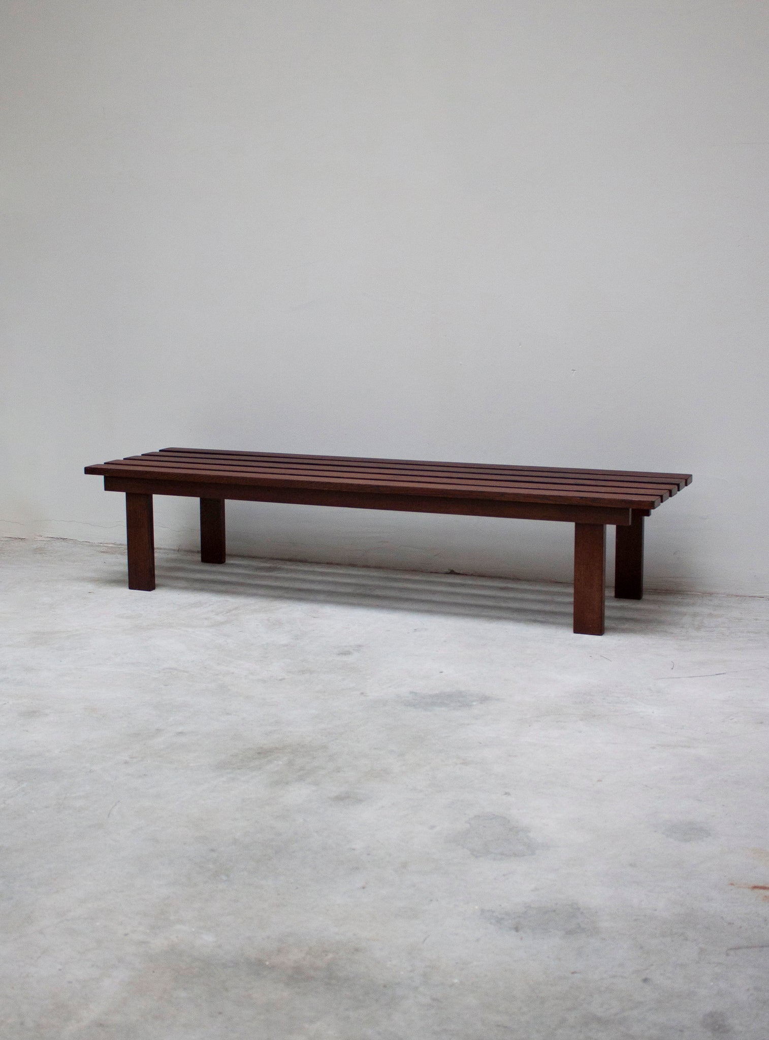 Wengé Slatted Bench in style of Martin Visser
