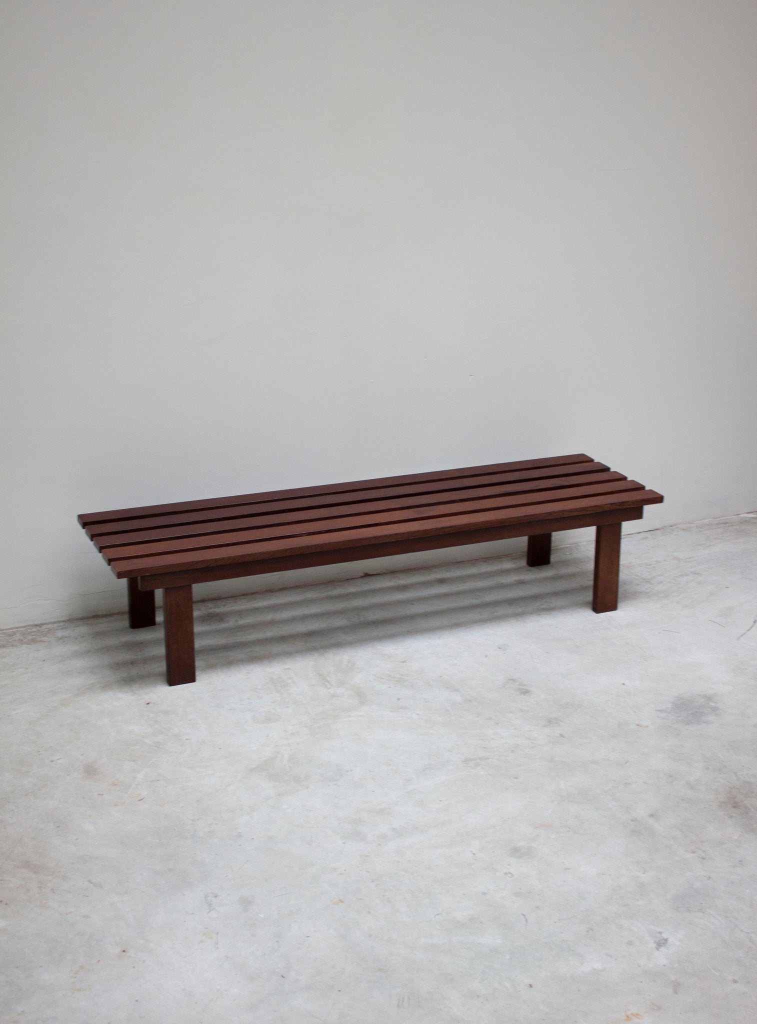 Wengé Slatted Bench in style of Martin Visser