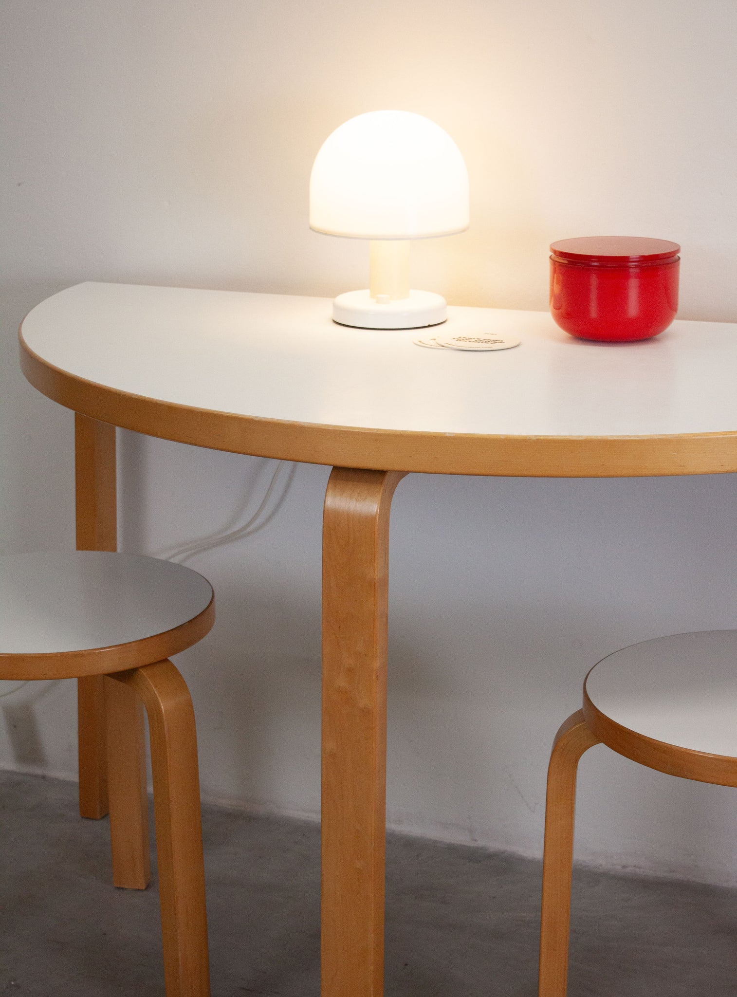 Artek Model 95 Half Round Dining Table by Alvar Aalto (White)