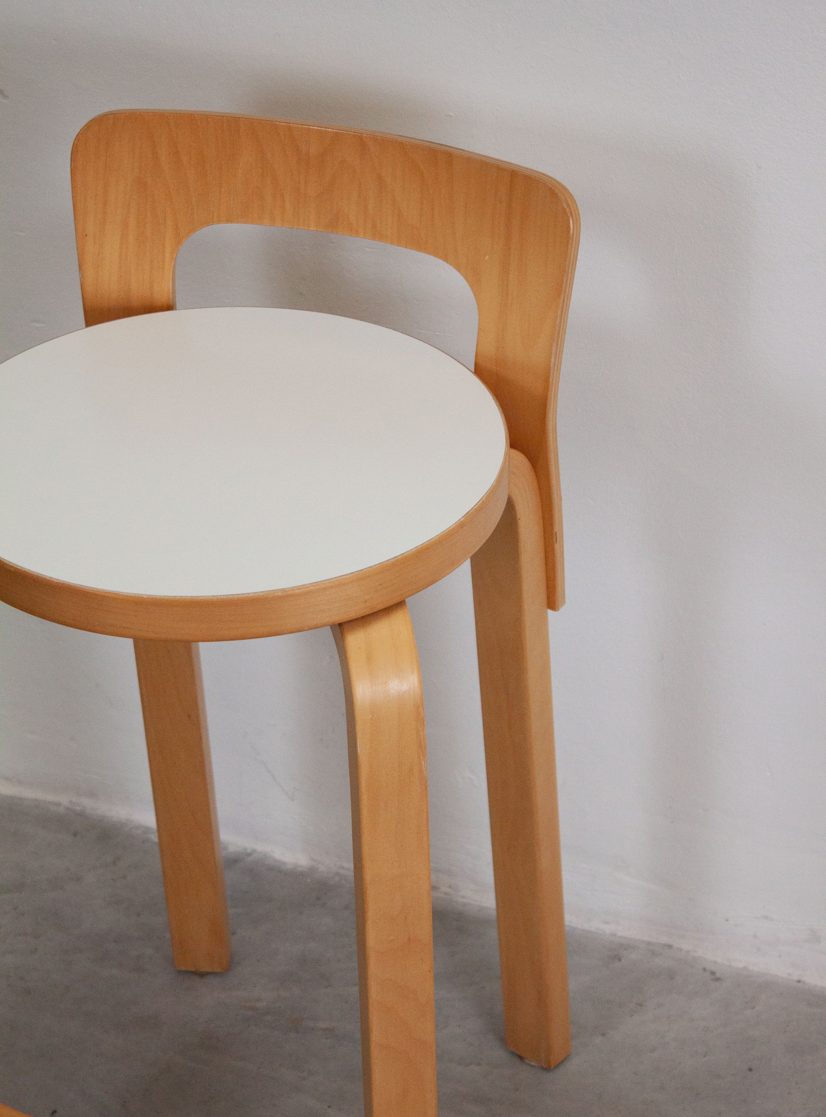 Alvar Aalto Stool White Top Artek Model K65 Bar Stool By Alvar
