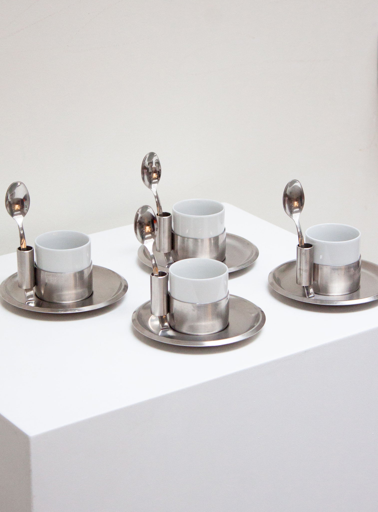 Morinox Italy Ceramic & Stainless Steel Espresso Cup, Saucer & Spoon