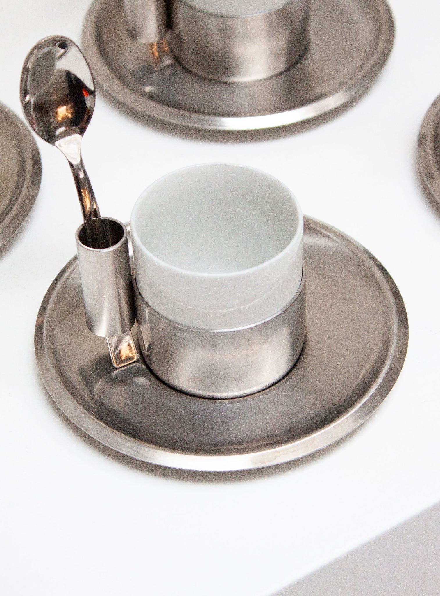 Morinox Italy Ceramic & Stainless Steel Espresso Cup, Saucer & Spoon