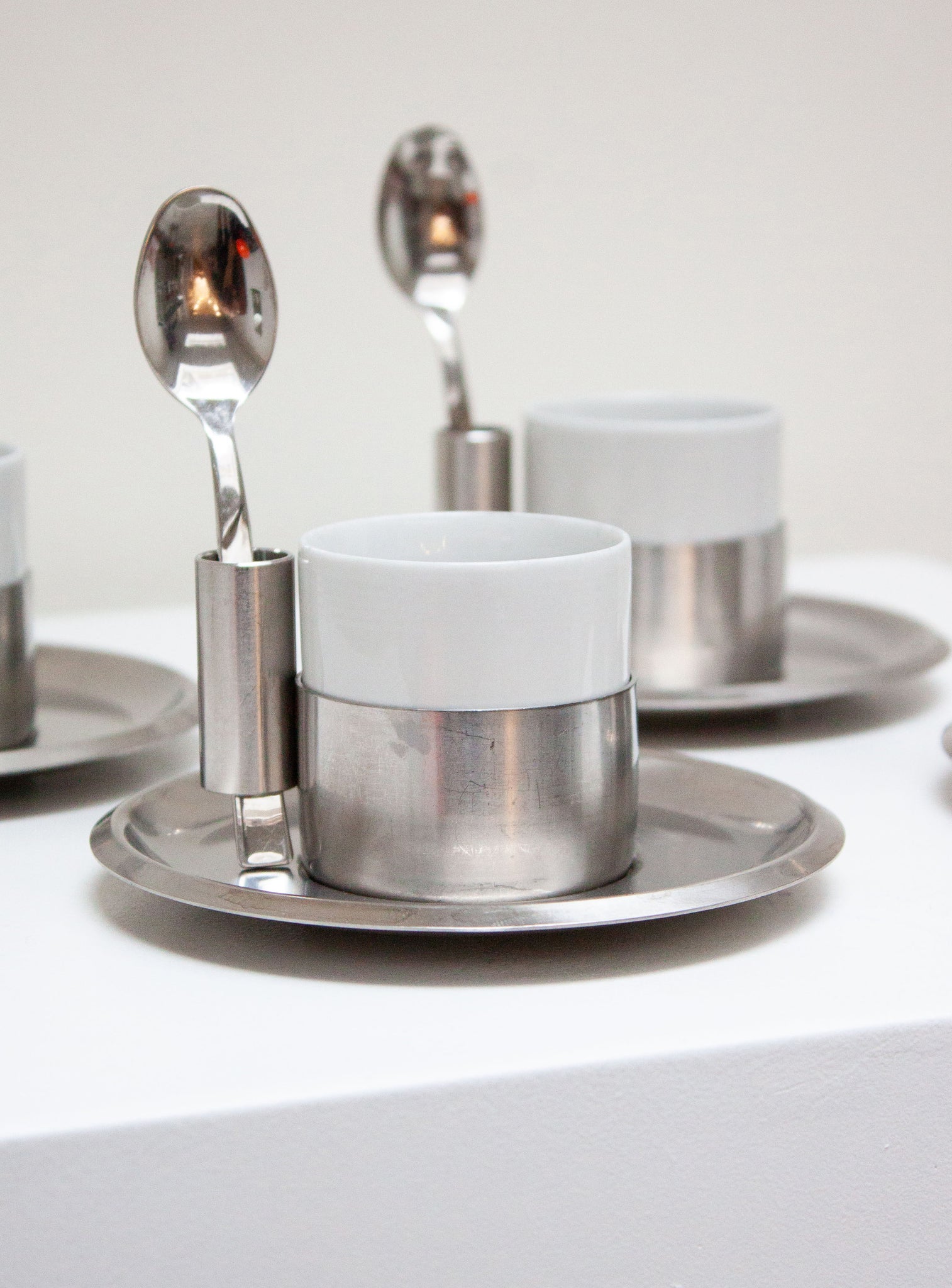 Morinox Italy Ceramic & Stainless Steel Espresso Cup, Saucer & Spoon