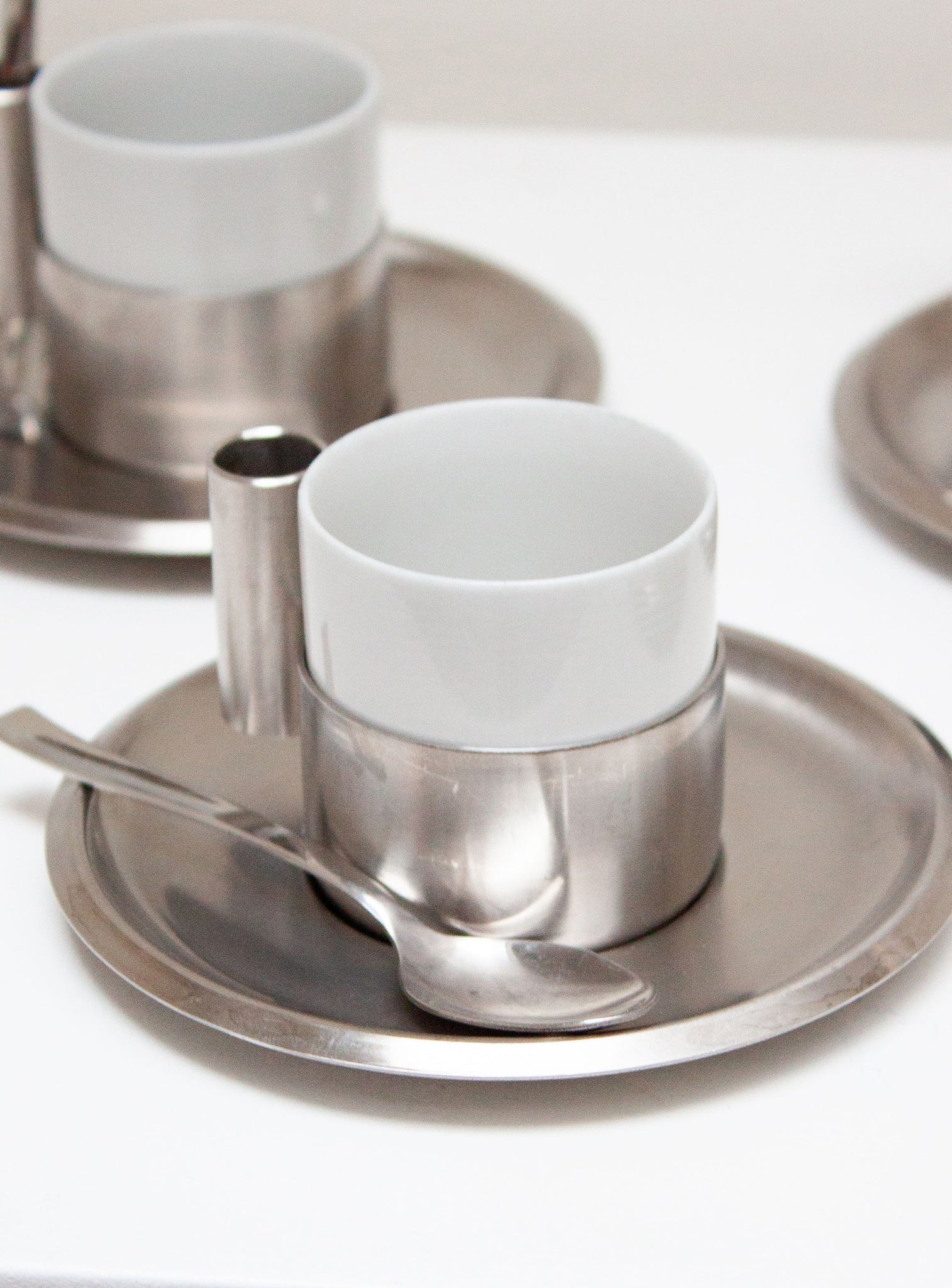 Morinox Italy Ceramic & Stainless Steel Espresso Cup, Saucer & Spoon