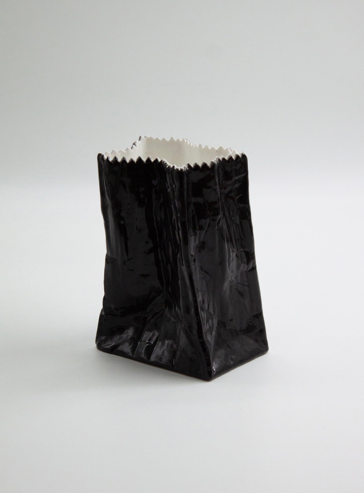 Rosenthal "Don't Litter" Paperbag Vase by Tapio Wirkkala (Black)