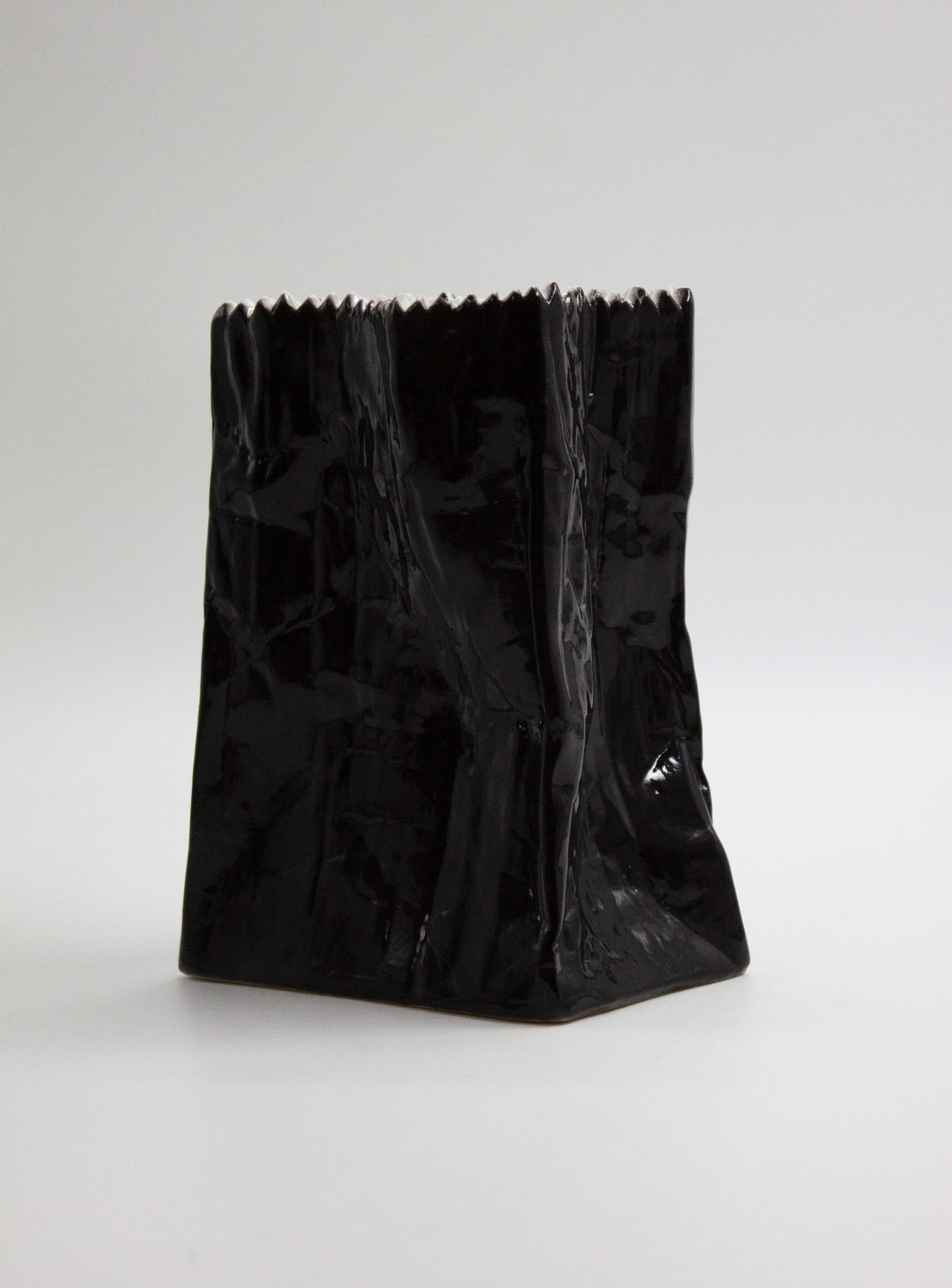 Rosenthal "Don't Litter" Paperbag Vase by Tapio Wirkkala (Black)