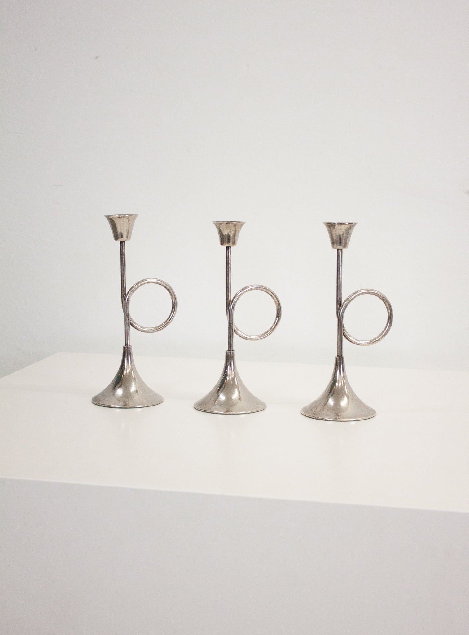 Silver Plated Trumpet Candle Holders