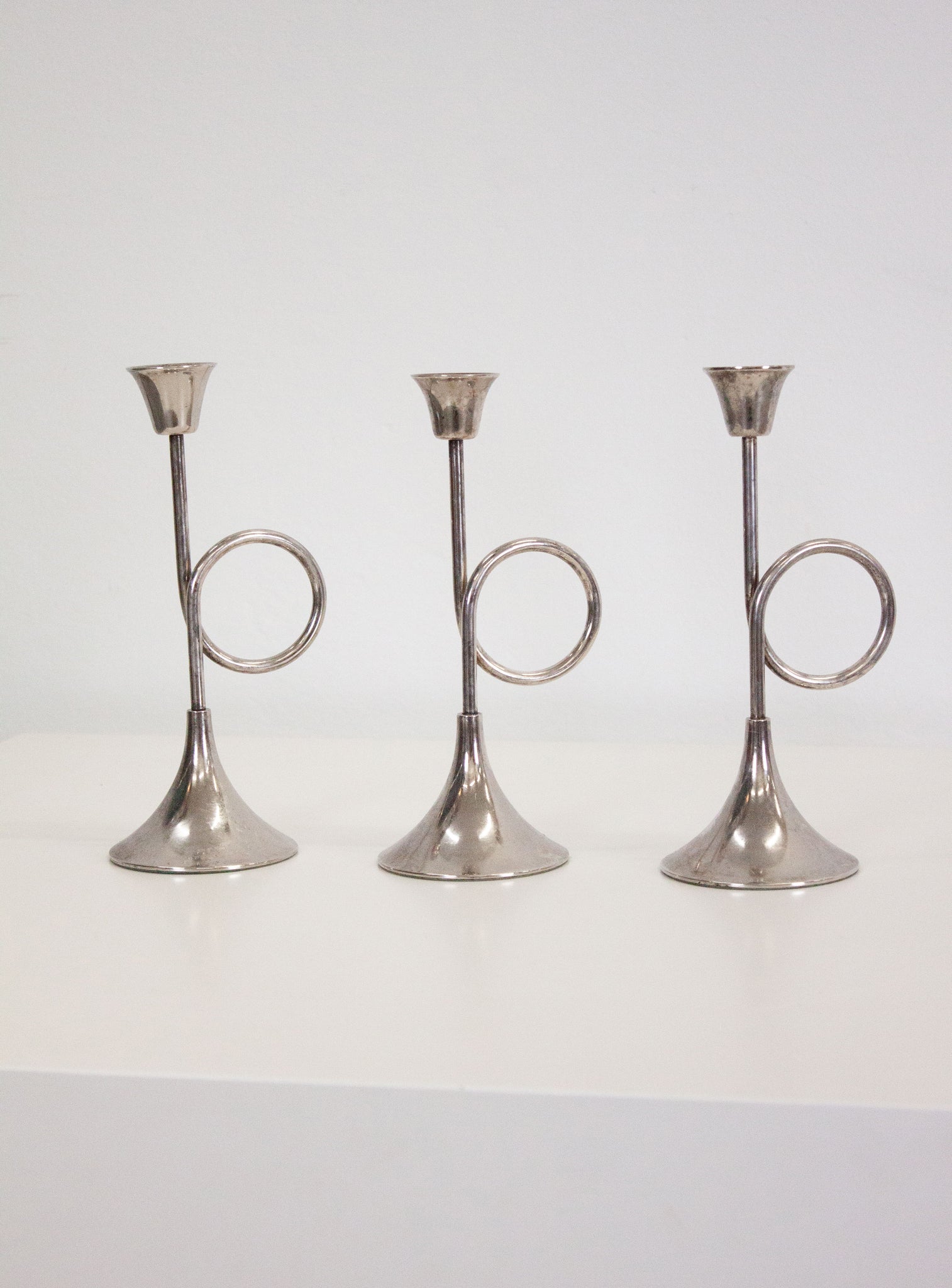 Silver Plated Trumpet Candle Holders