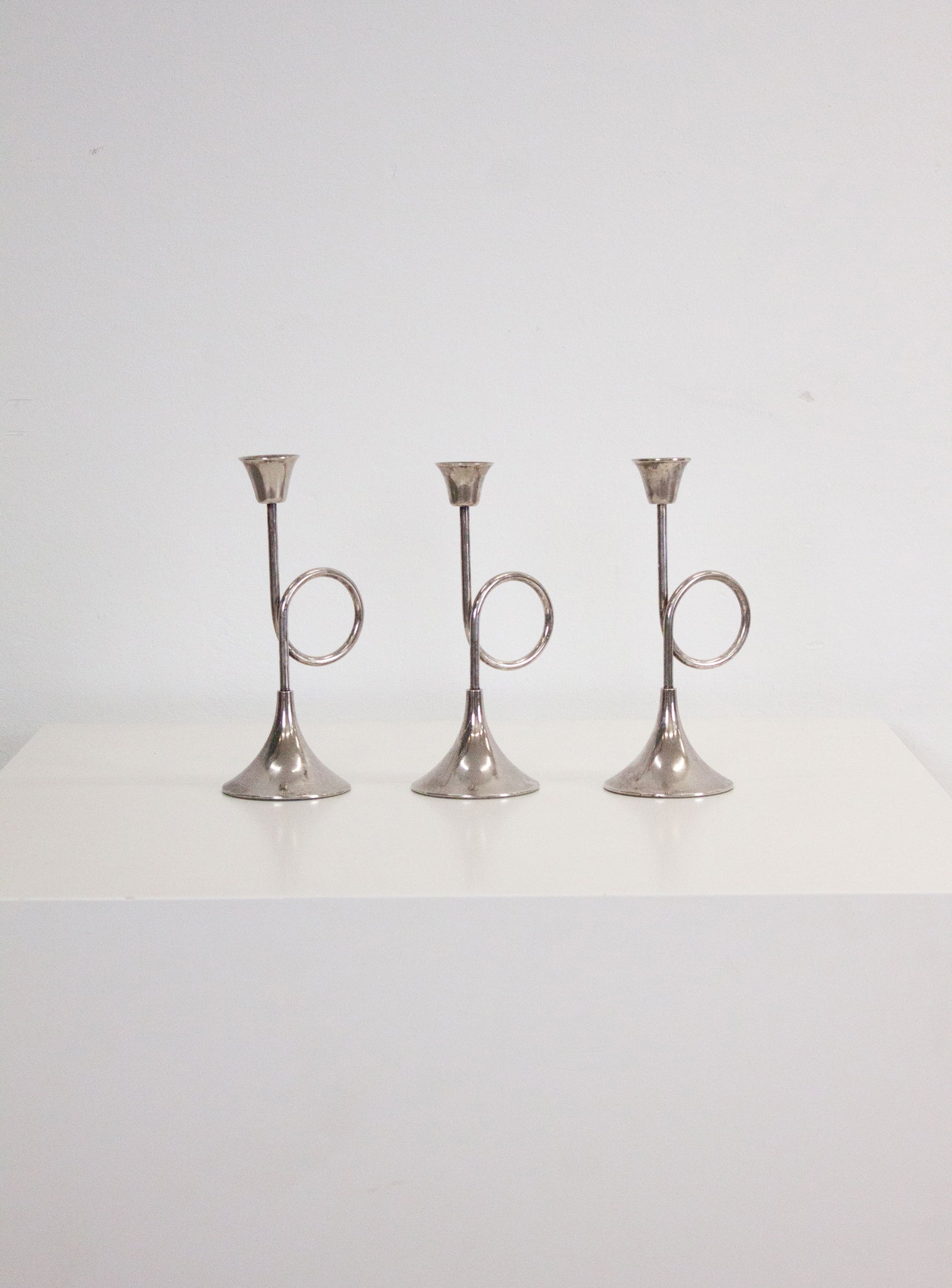 Silver Plated Trumpet Candle Holders