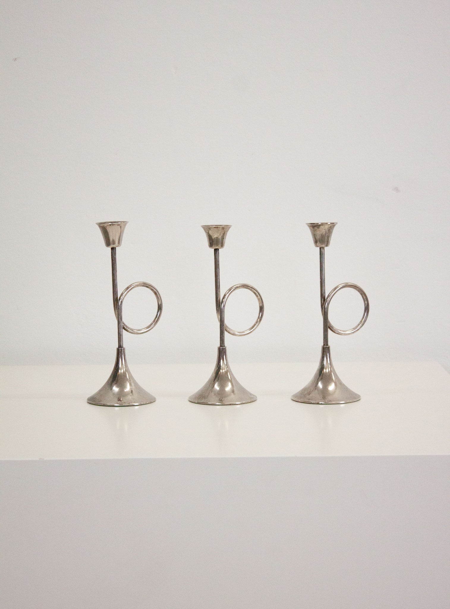 Silver Plated Trumpet Candle Holders