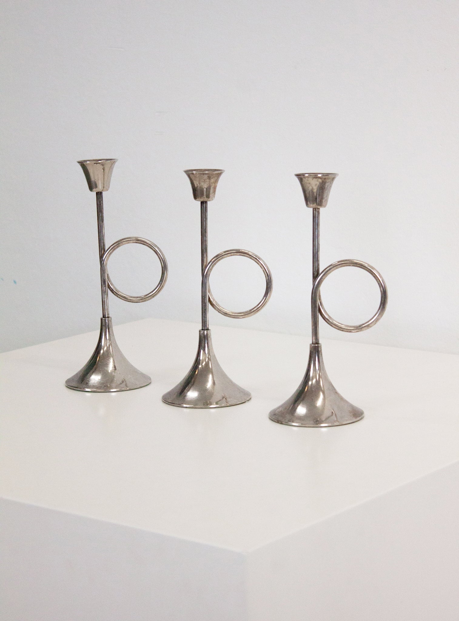 Silver Plated Trumpet Candle Holders