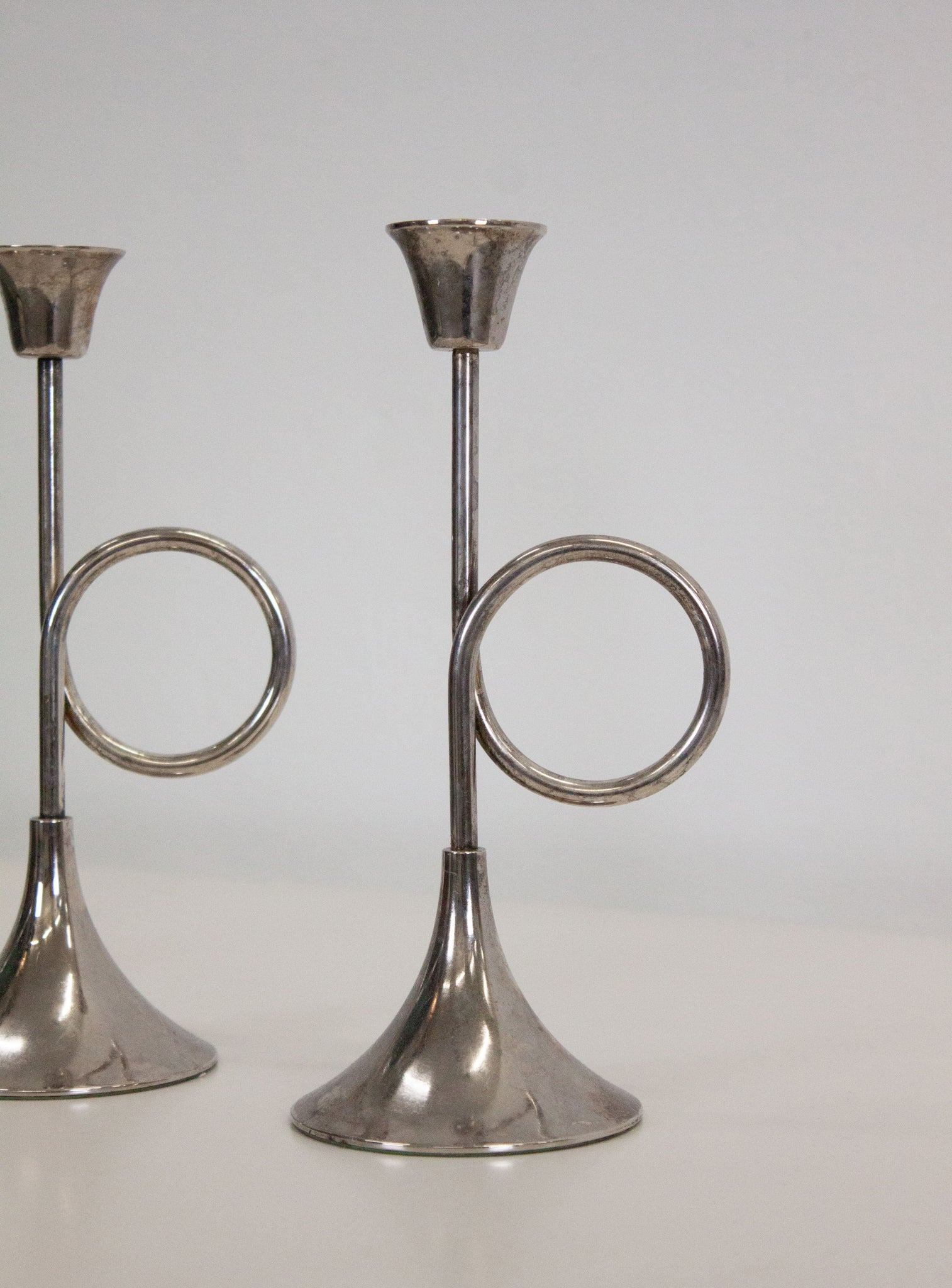 Silver Plated Trumpet Candle Holders