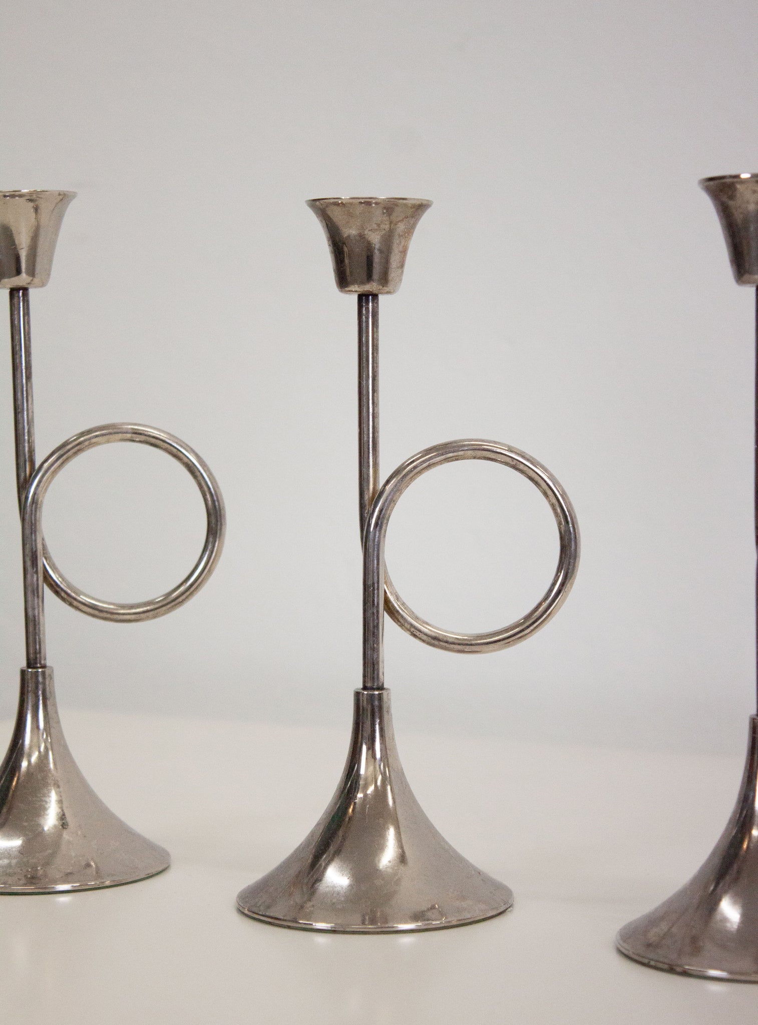 Silver Plated Trumpet Candle Holders