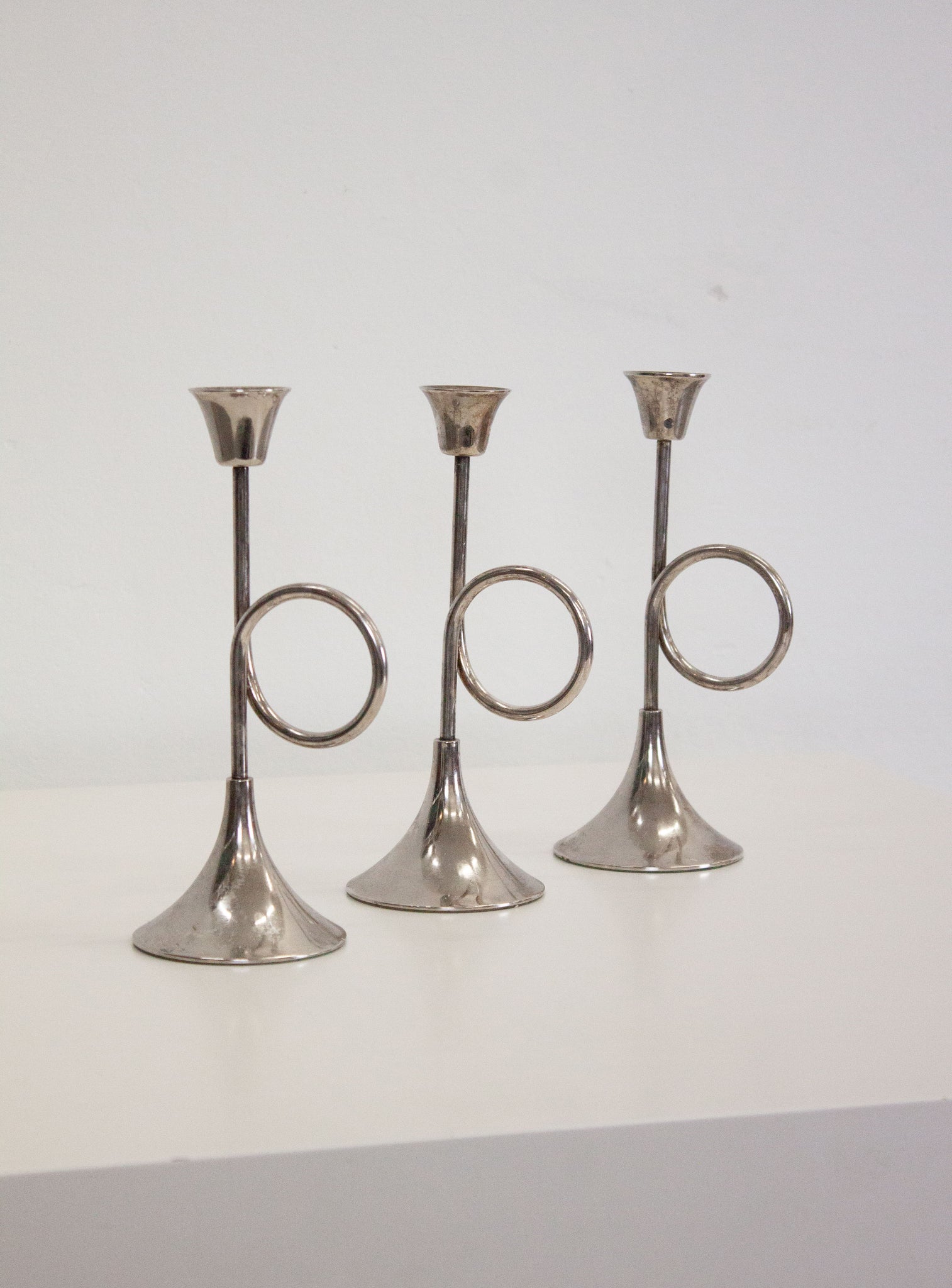 Silver Plated Trumpet Candle Holders