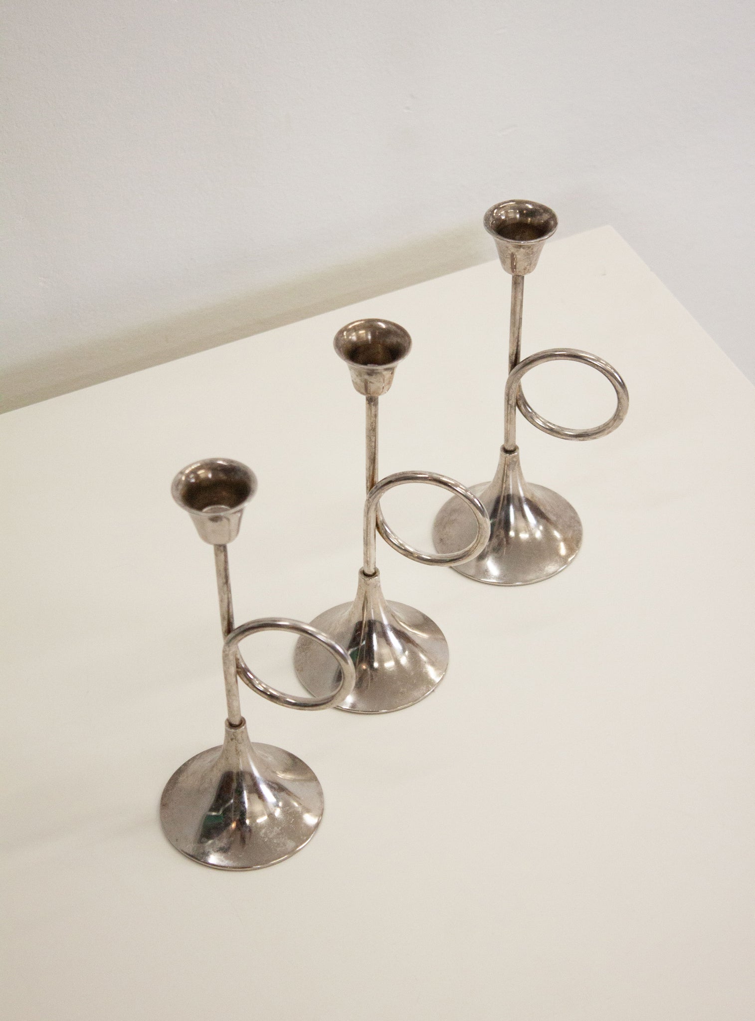 Silver Plated Trumpet Candle Holders