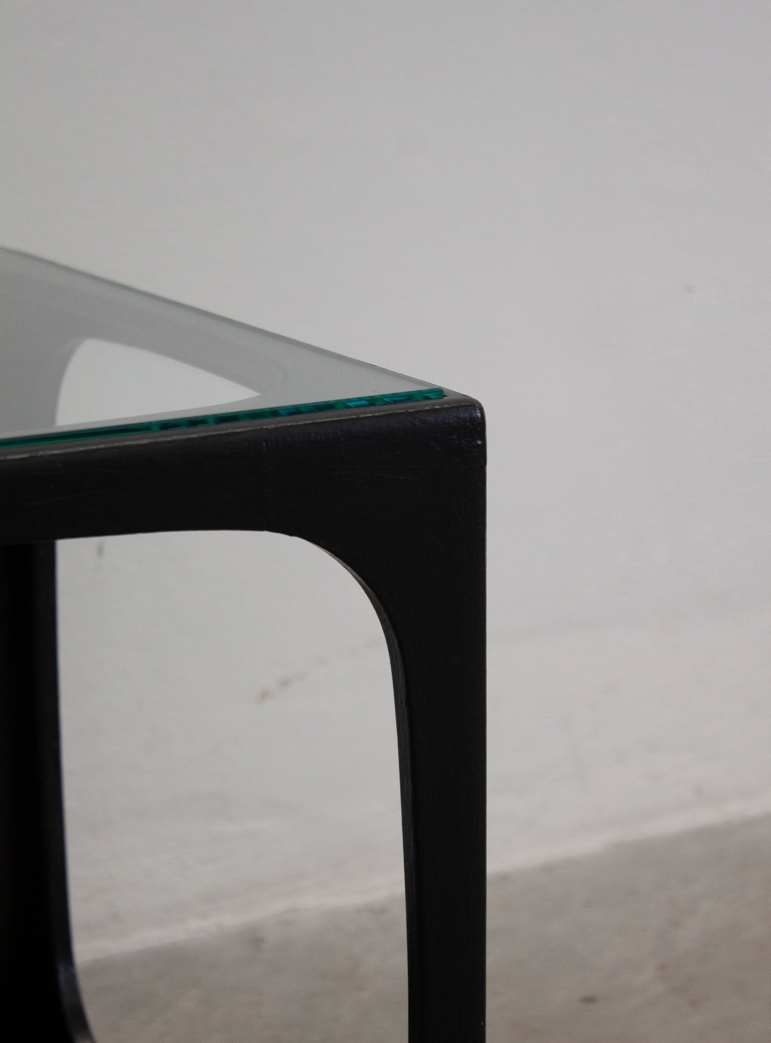 Space Age Cube Side Table with Glass Top (Black)