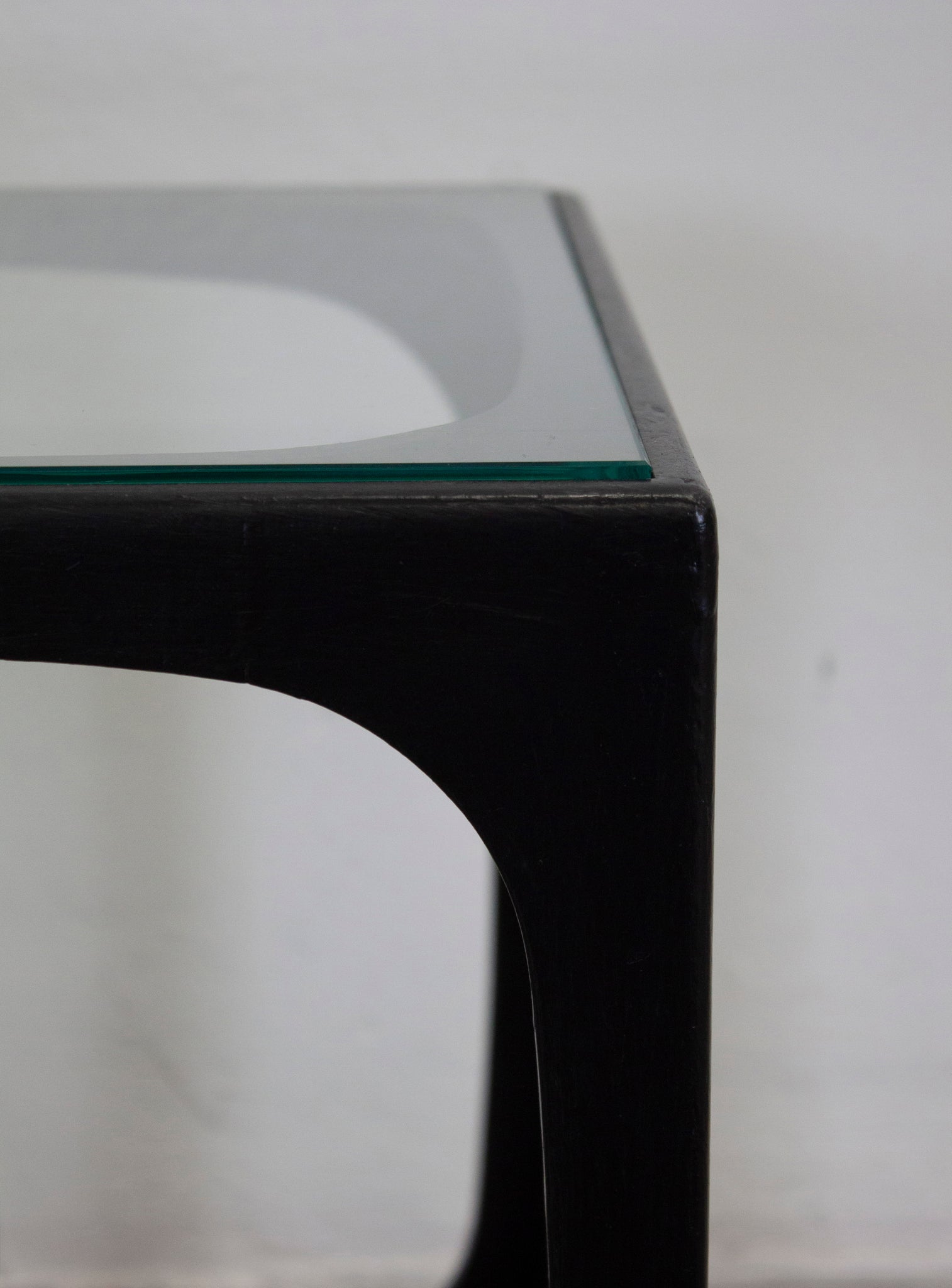 Space Age Cube Side Table with Glass Top (Black)