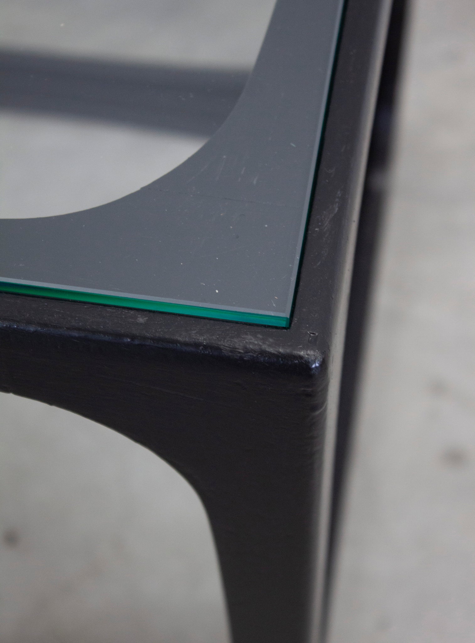 Space Age Cube Side Table with Glass Top (Black)